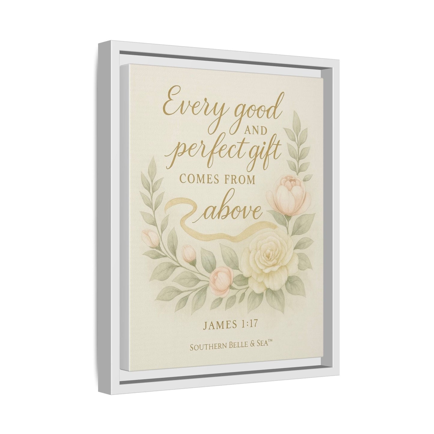 Every Good and Perfect Gift Framed Canvas — Scripture Wall Art | Southern Belle & Sea™ - Southern Belle & Sea