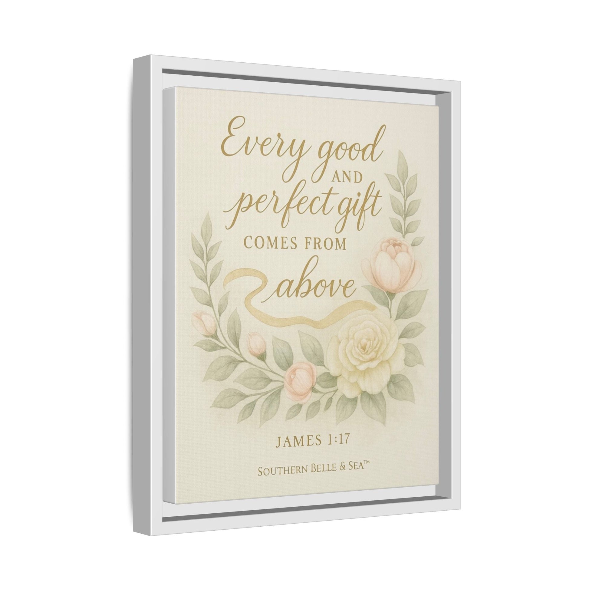 Every Good and Perfect Gift Framed Canvas — Scripture Wall Art | Southern Belle & Sea™ - Southern Belle & Sea