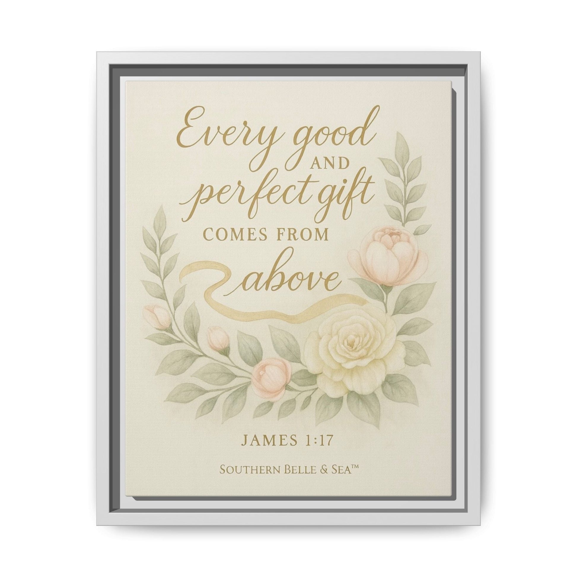 Every Good and Perfect Gift Framed Canvas — Scripture Wall Art | Southern Belle & Sea™ - Southern Belle & Sea