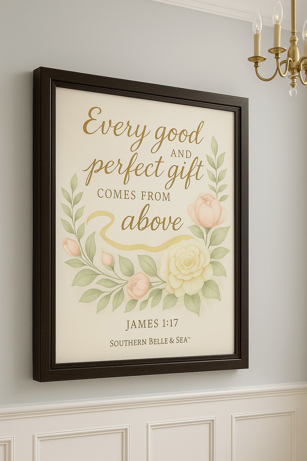 Every Good and Perfect Gift Framed Canvas — Scripture Wall Art | Southern Belle & Sea™ - Southern Belle & Sea