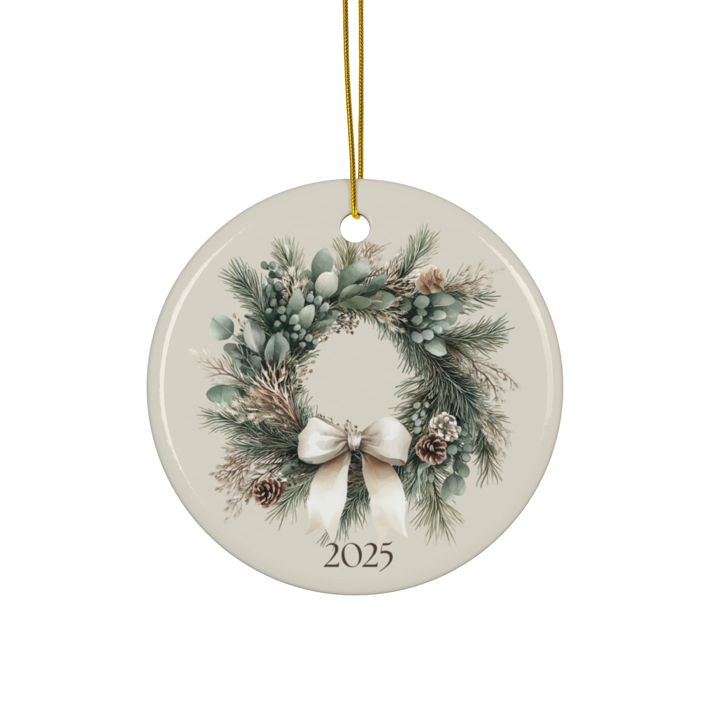 Family Name Christmas Wreath Ornament — Personalized Ceramic Keepsake 2025 | Southern Belle & Sea™ - Southern Belle & Sea