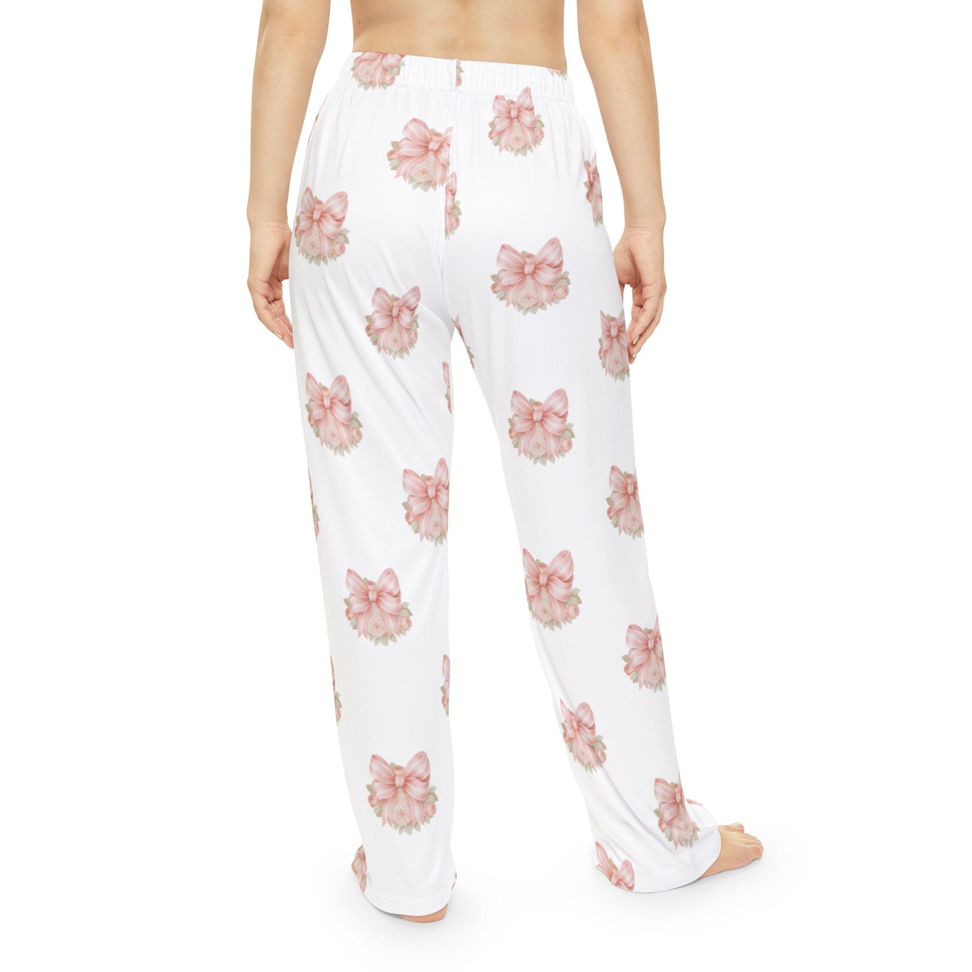 Floral Bow on White Lounge Pants — Pink Floral Bow Collection | Southern Belle & Sea™ - Southern Belle & Sea