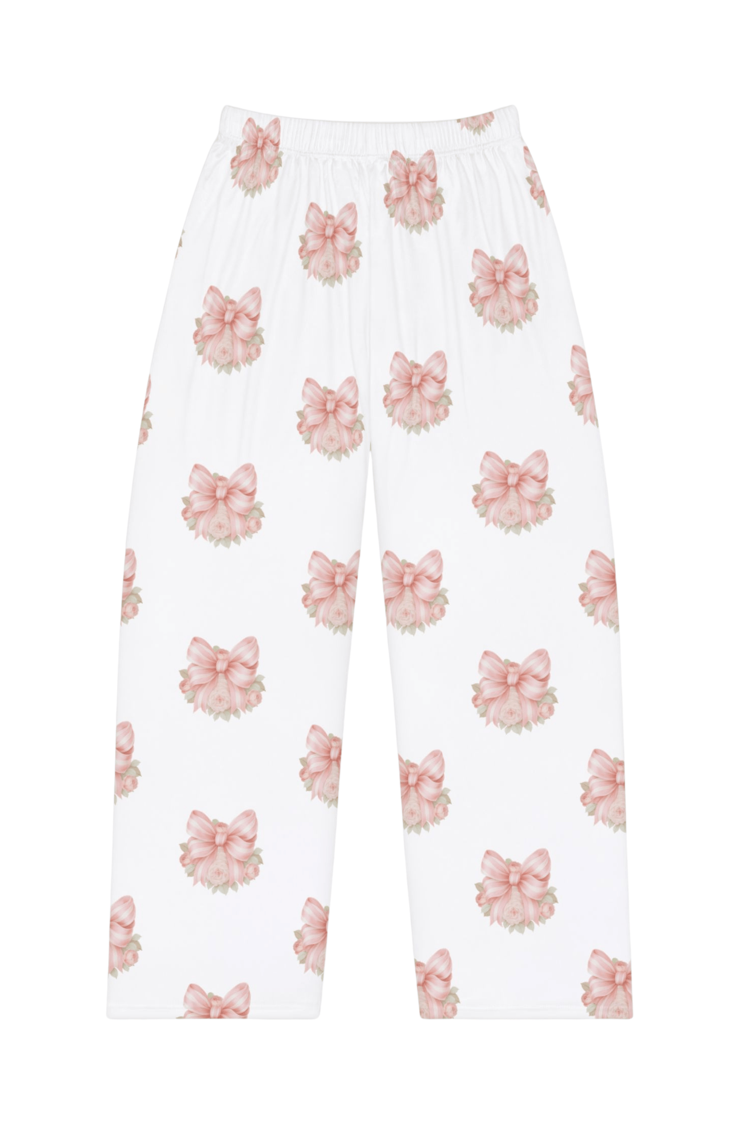 Floral Bow on White Lounge Pants — Pink Floral Bow Collection | Southern Belle & Sea™ - Southern Belle & Sea