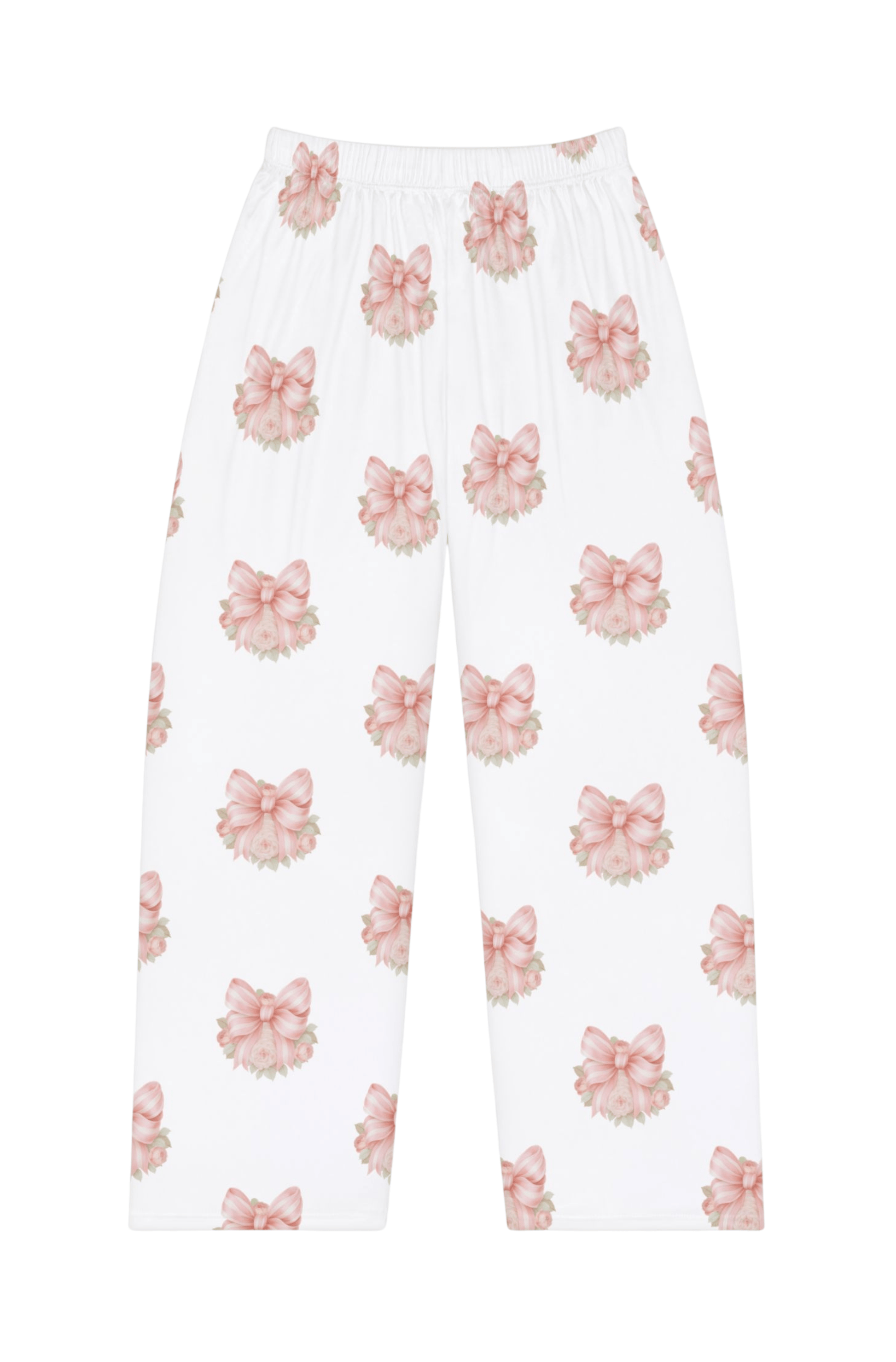 Floral Bow on White Lounge Pants — Pink Floral Bow Collection | Southern Belle & Sea™ - Southern Belle & Sea