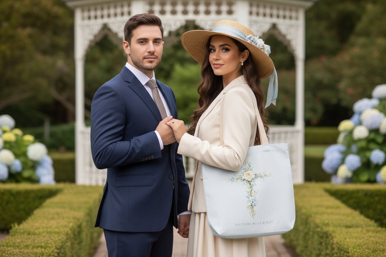 Floral Cross Canvas Tote — Faith & Grace Collection | Southern Belle & Sea™ - Southern Belle & Sea