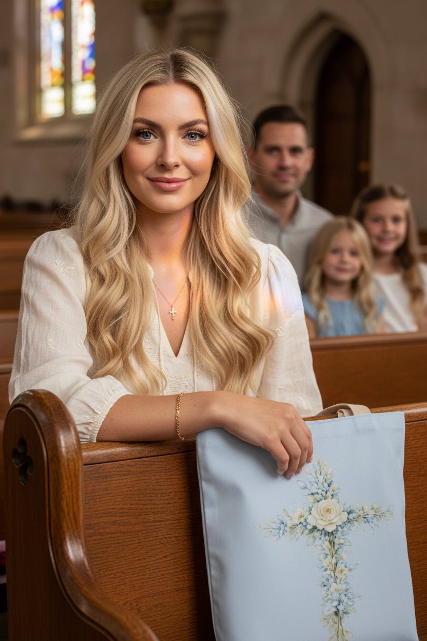 Floral Cross Canvas Tote — Faith & Grace Collection | Southern Belle & Sea™ - Southern Belle & Sea