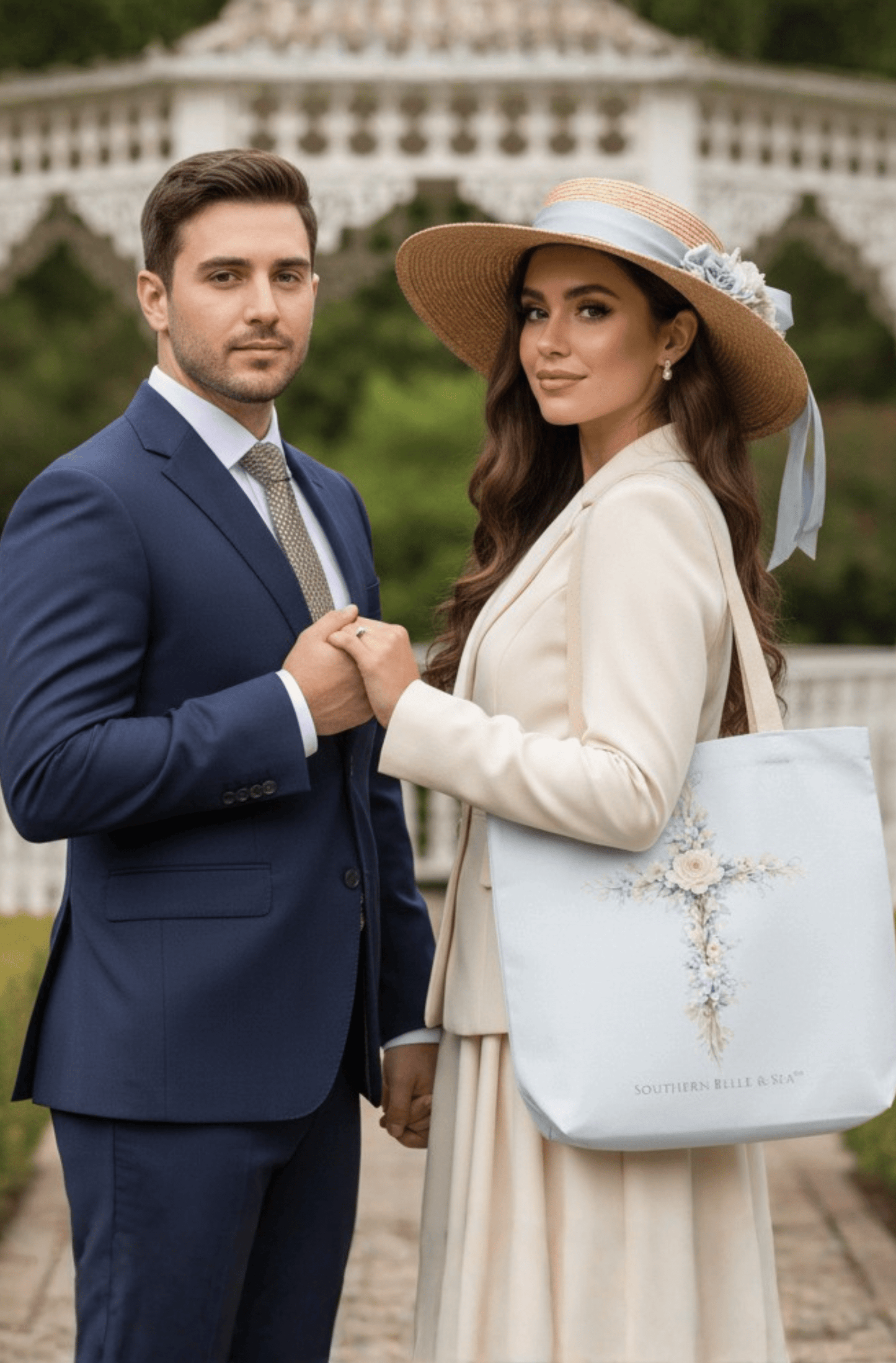 Floral Cross Canvas Tote — Faith & Grace Collection | Southern Belle & Sea™ - Southern Belle & Sea