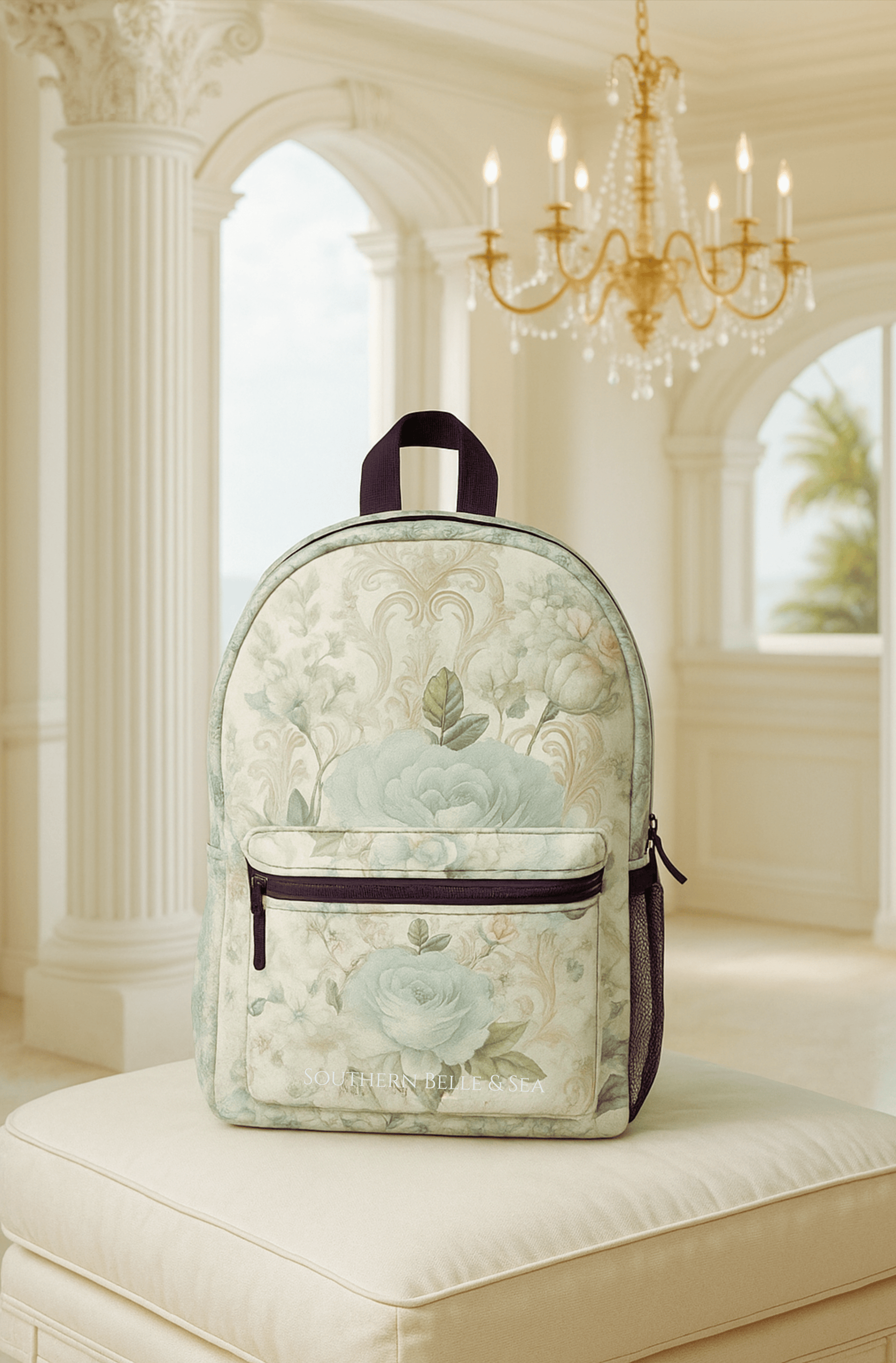 Floral Elegance Backpack — Watercolor Roses | Southern Belle & Sea™ - Southern Belle & Sea