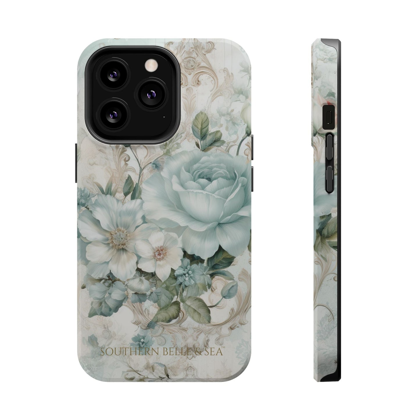 Floral Elegance iPhone Case — MagSafe Compatible Protective Phone Cover | Southern Belle & Sea™ - Southern Belle & Sea