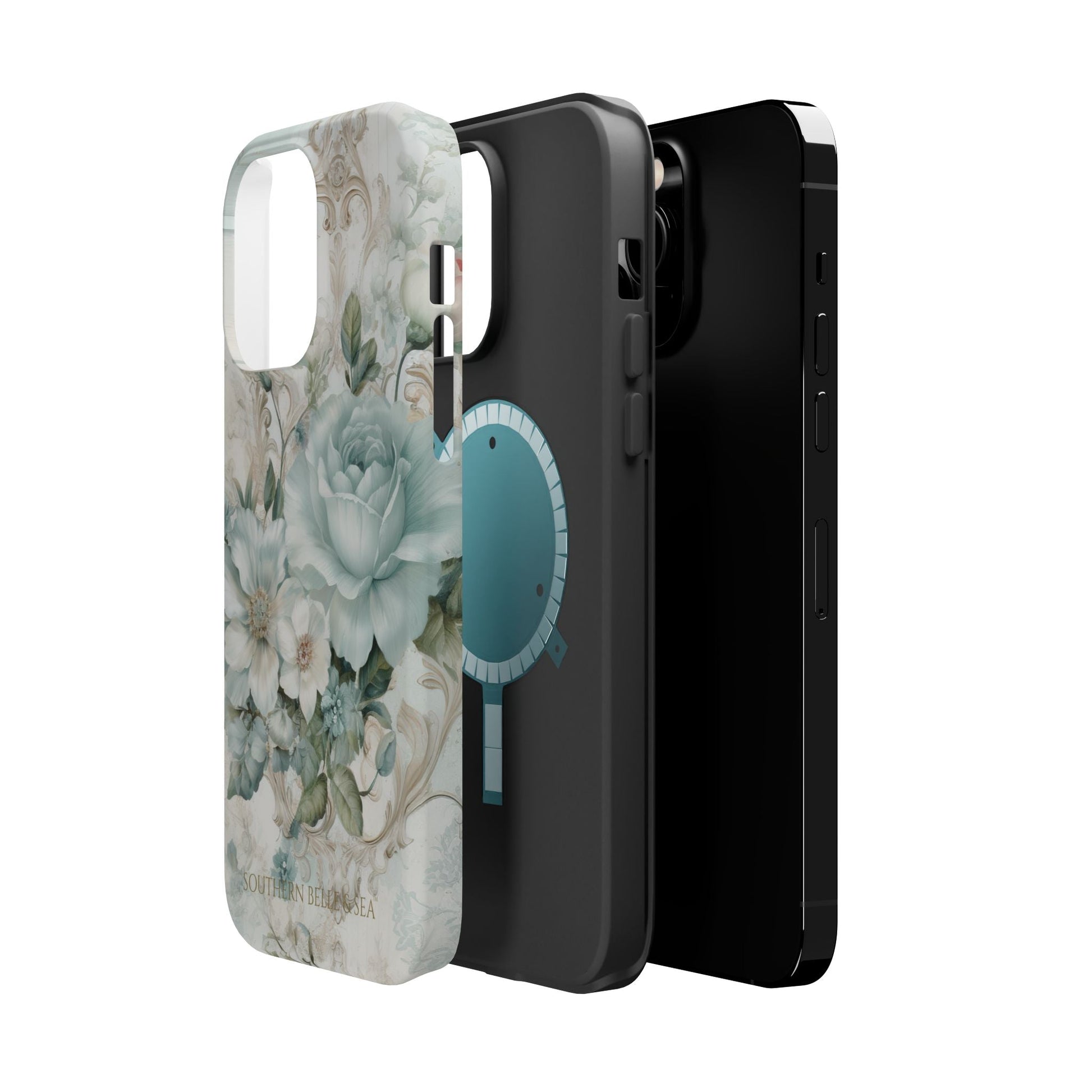 Floral Elegance iPhone Case — MagSafe Compatible Protective Phone Cover | Southern Belle & Sea™ - Southern Belle & Sea