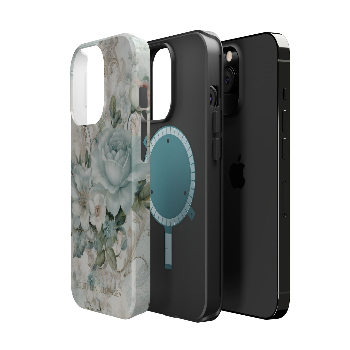 Floral Elegance iPhone Case — MagSafe Compatible Protective Phone Cover | Southern Belle & Sea™ - Southern Belle & Sea