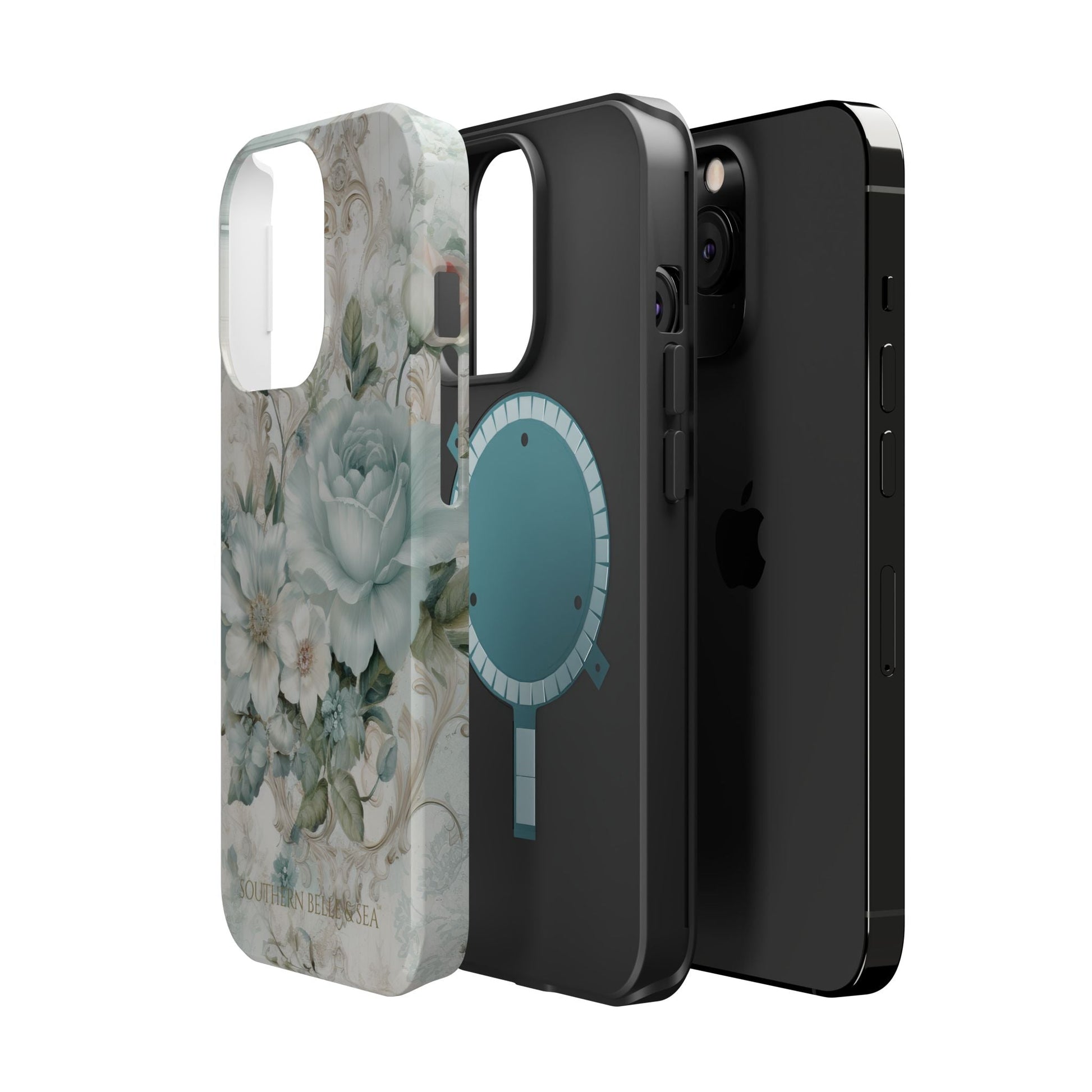 Floral Elegance iPhone Case — MagSafe Compatible Protective Phone Cover | Southern Belle & Sea™ - Southern Belle & Sea
