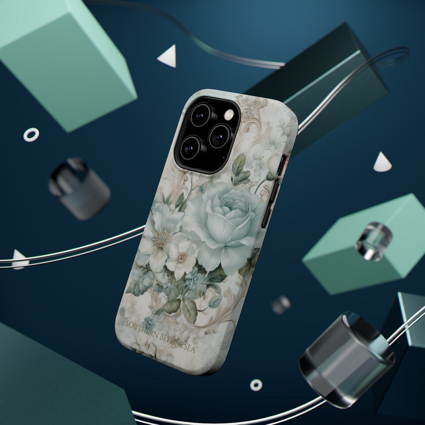 Floral Elegance iPhone Case — MagSafe Compatible Protective Phone Cover | Southern Belle & Sea™ - Southern Belle & Sea
