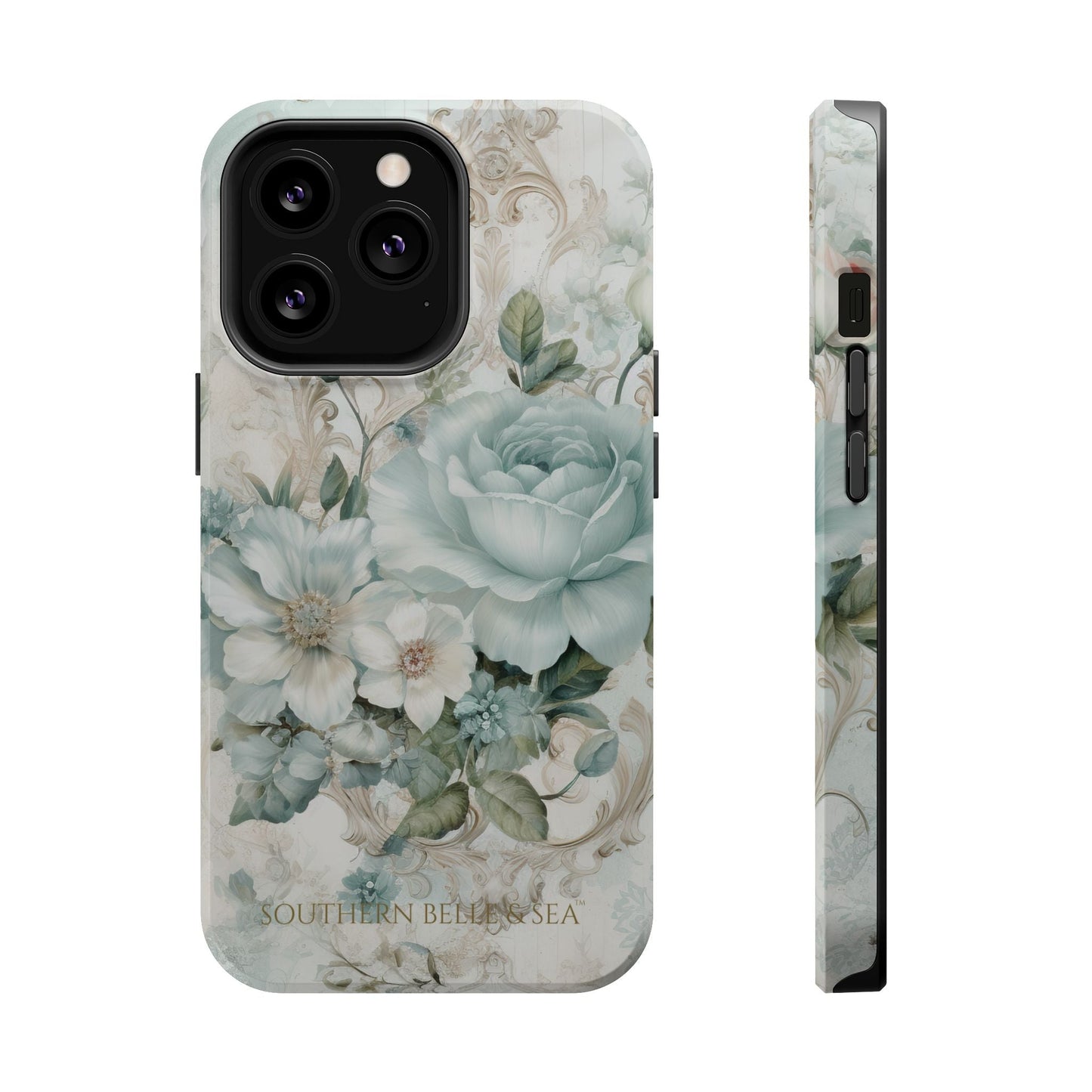 Floral Elegance iPhone Case — MagSafe Compatible Protective Phone Cover | Southern Belle & Sea™ - Southern Belle & Sea