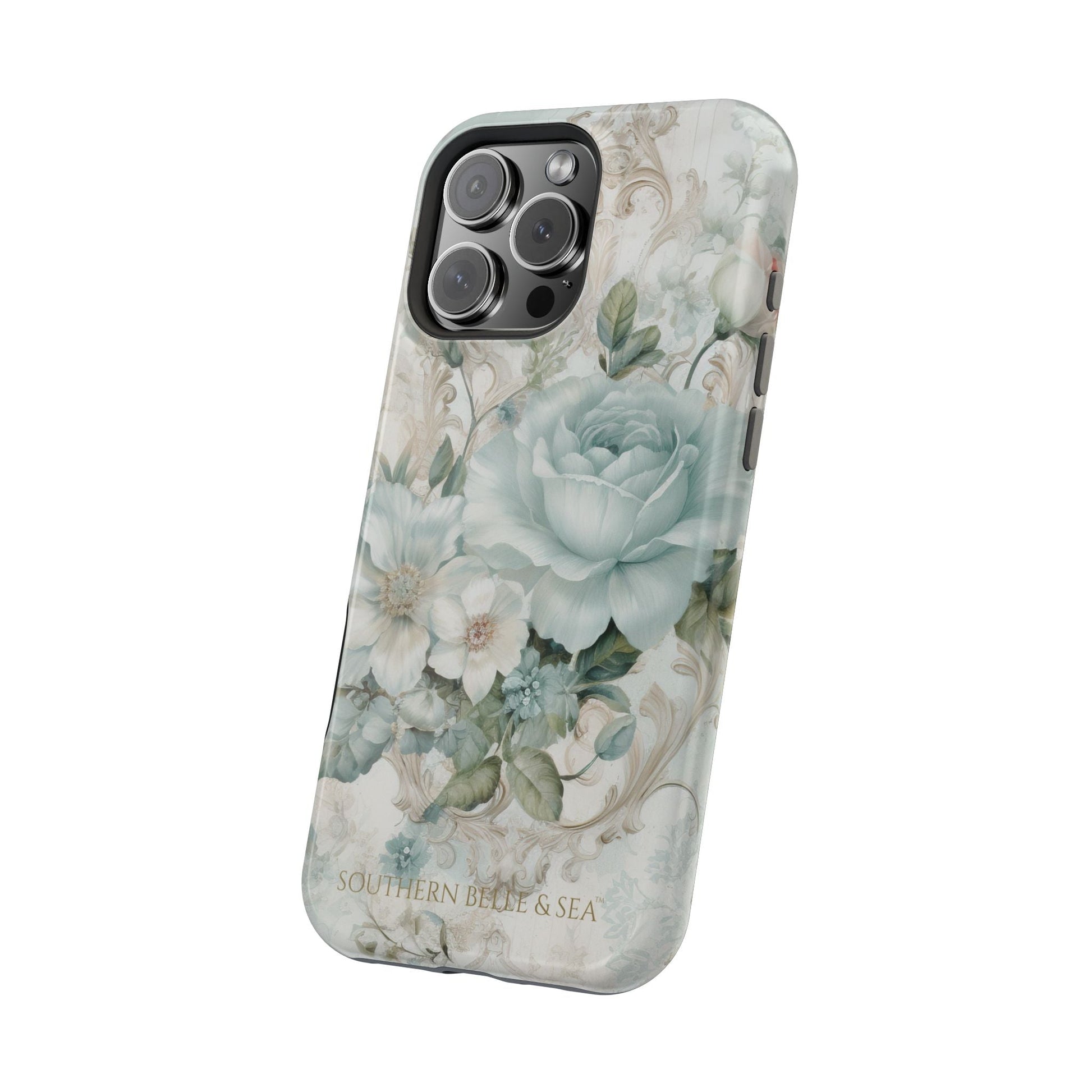 Floral Elegance iPhone Case — MagSafe Compatible Protective Phone Cover | Southern Belle & Sea™ - Southern Belle & Sea