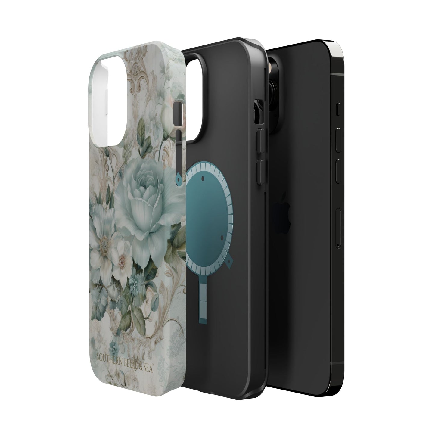 Floral Elegance iPhone Case — MagSafe Compatible Protective Phone Cover | Southern Belle & Sea™ - Southern Belle & Sea