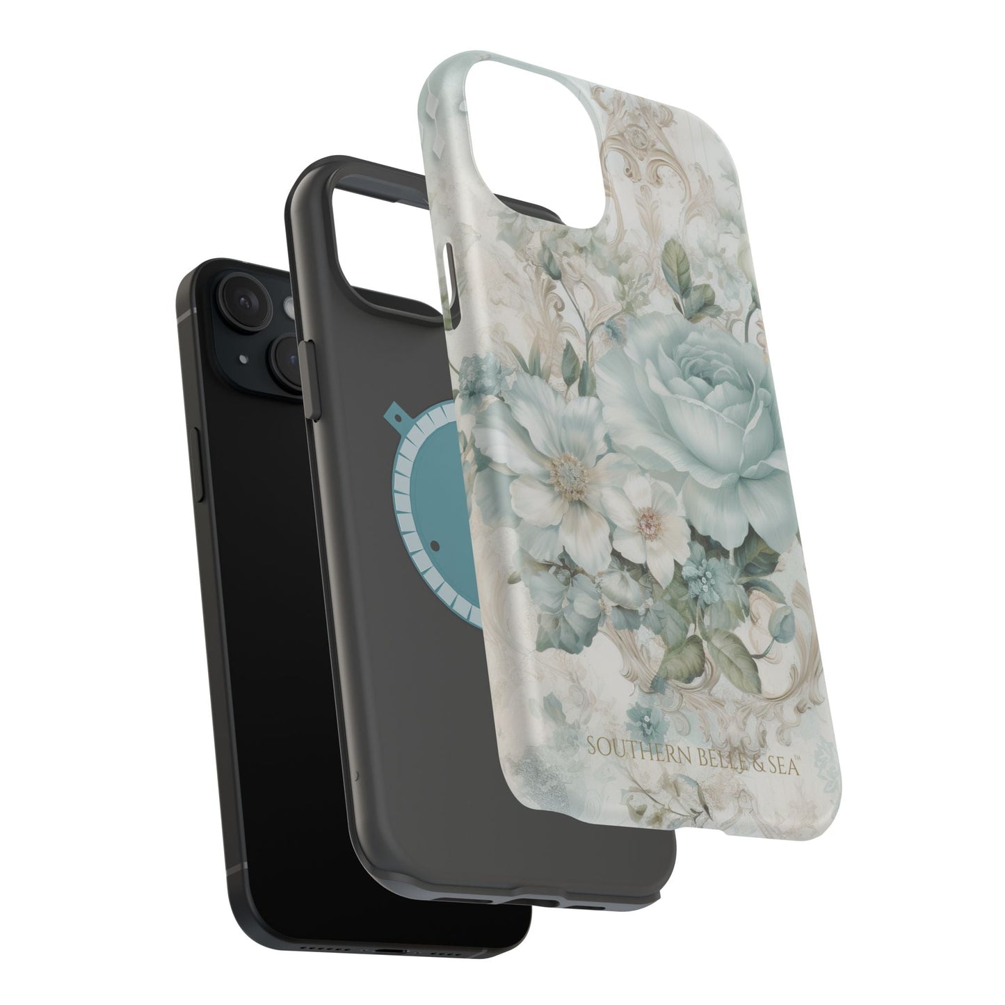 Floral Elegance iPhone Case — MagSafe Compatible Protective Phone Cover | Southern Belle & Sea™ - Southern Belle & Sea