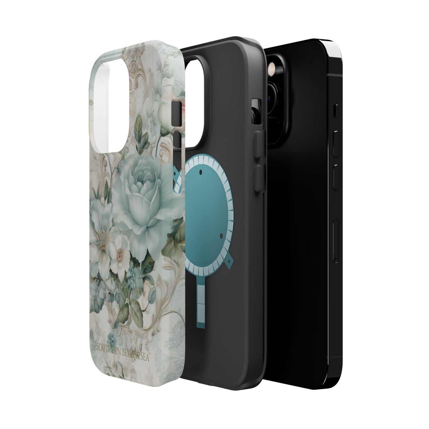 Floral Elegance iPhone Case — MagSafe Compatible Protective Phone Cover | Southern Belle & Sea™ - Southern Belle & Sea