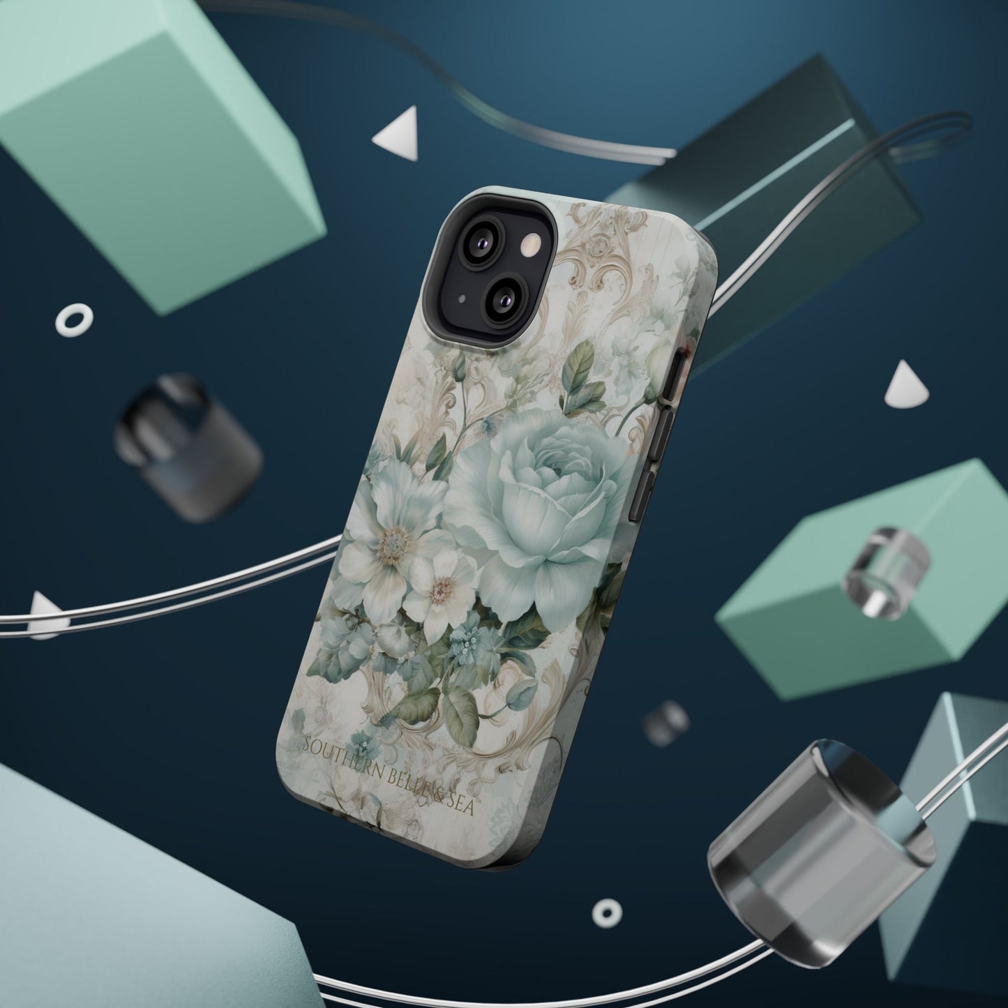 Floral Elegance iPhone Case — MagSafe Compatible Protective Phone Cover | Southern Belle & Sea™ - Southern Belle & Sea