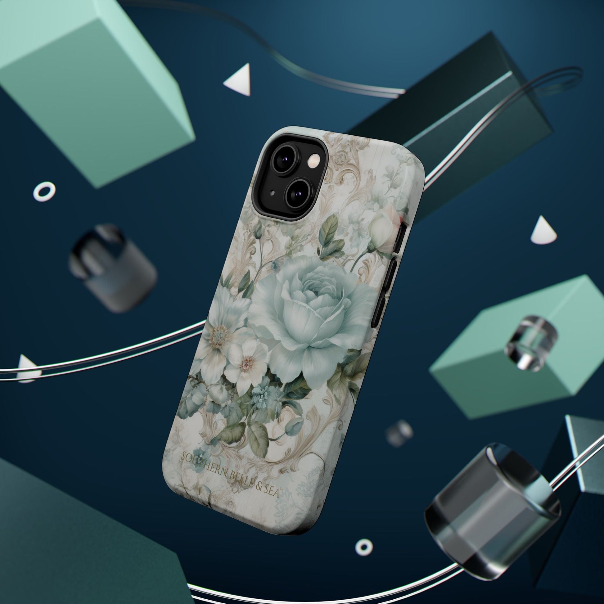 Floral Elegance iPhone Case — MagSafe Compatible Protective Phone Cover | Southern Belle & Sea™ - Southern Belle & Sea