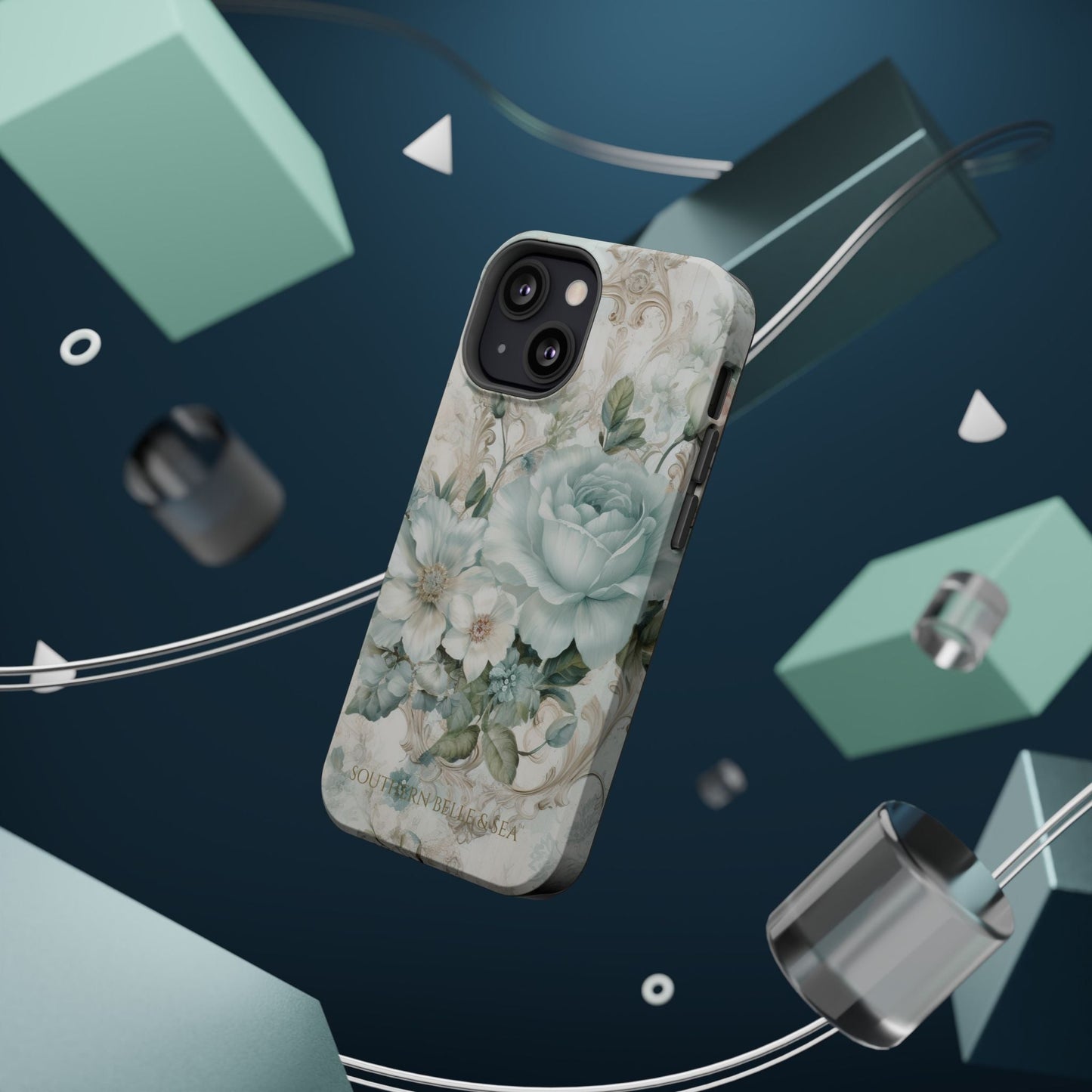 Floral Elegance iPhone Case — MagSafe Compatible Protective Phone Cover | Southern Belle & Sea™ - Southern Belle & Sea