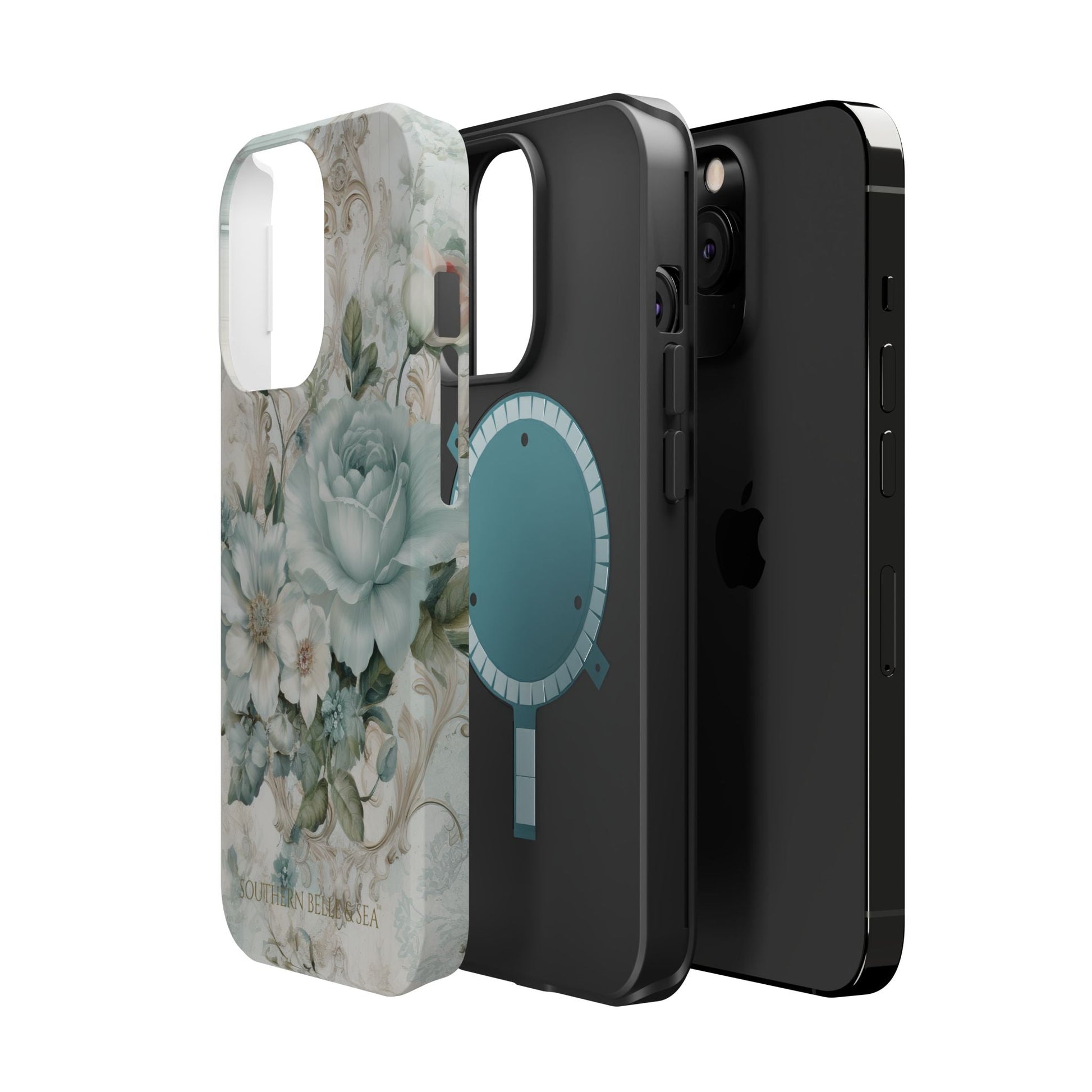 Floral Elegance iPhone Case — MagSafe Compatible Protective Phone Cover | Southern Belle & Sea™ - Southern Belle & Sea