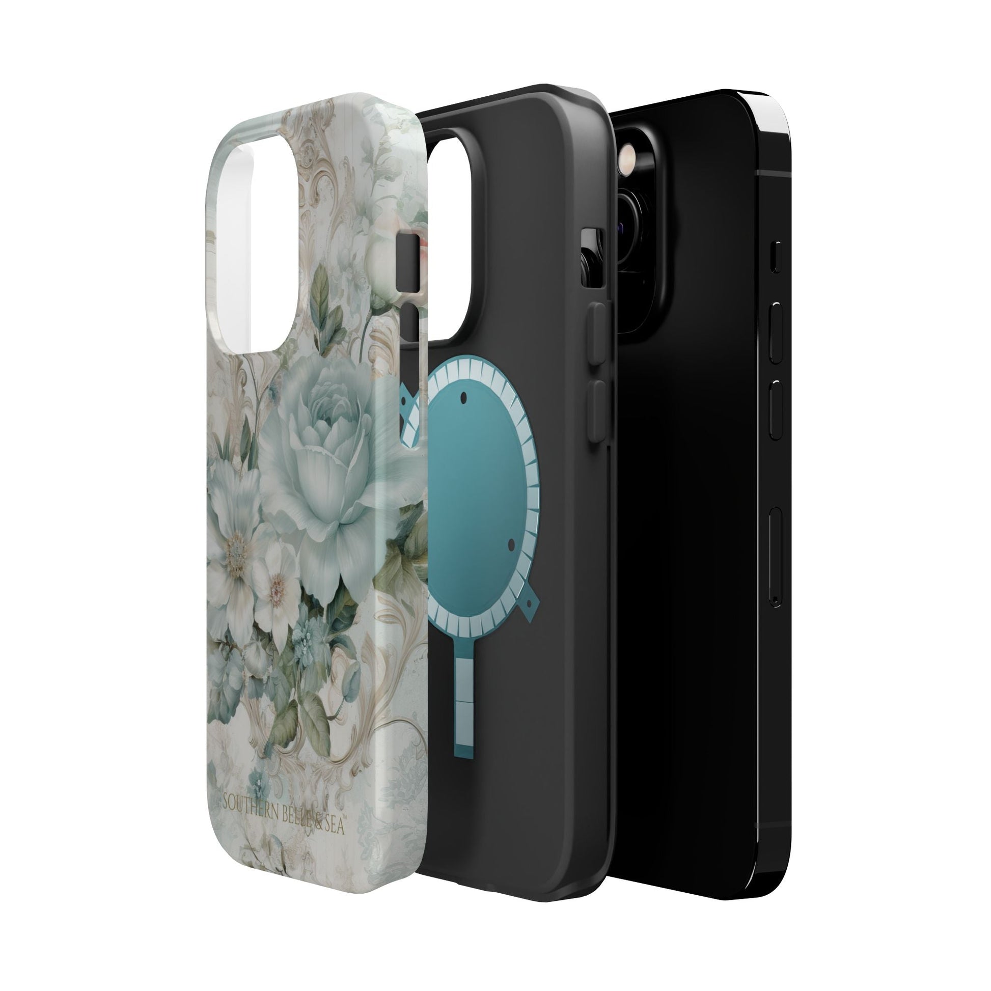 Floral Elegance iPhone Case — MagSafe Compatible Protective Phone Cover | Southern Belle & Sea™ - Southern Belle & Sea