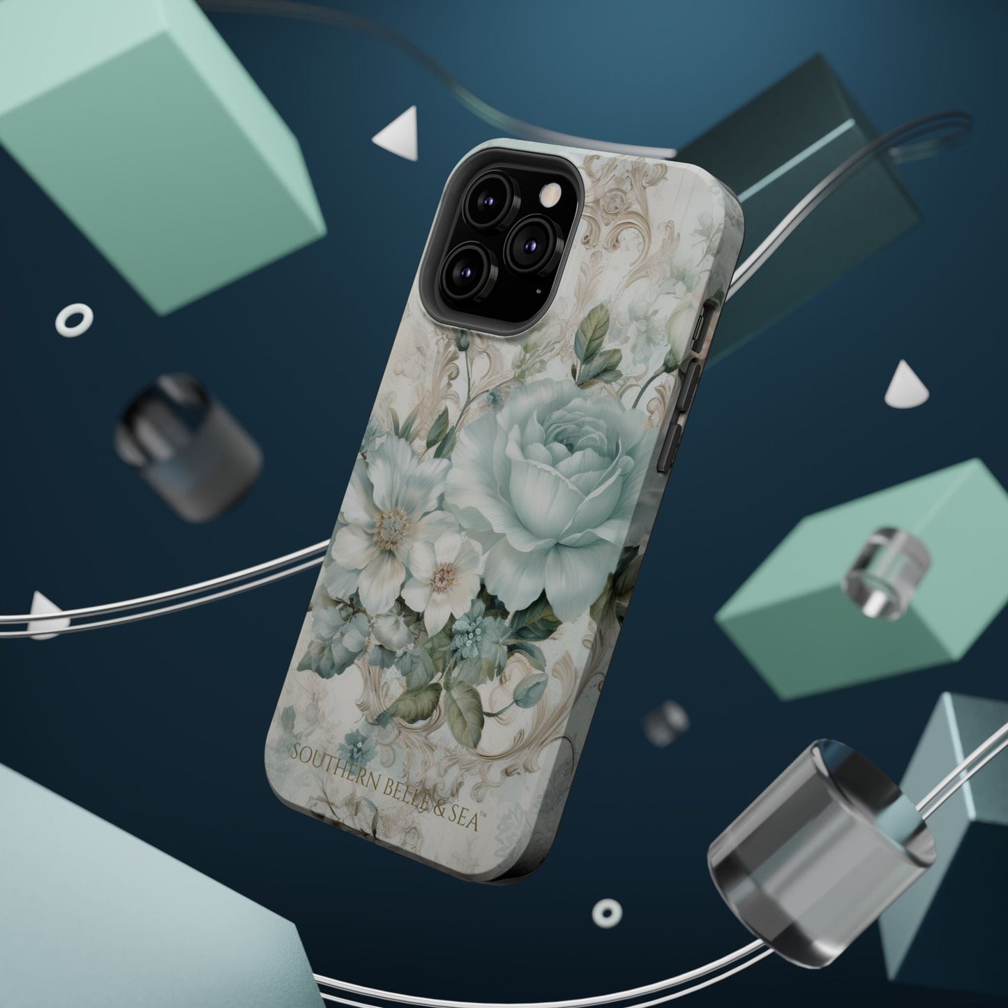 Floral Elegance iPhone Case — MagSafe Compatible Protective Phone Cover | Southern Belle & Sea™ - Southern Belle & Sea