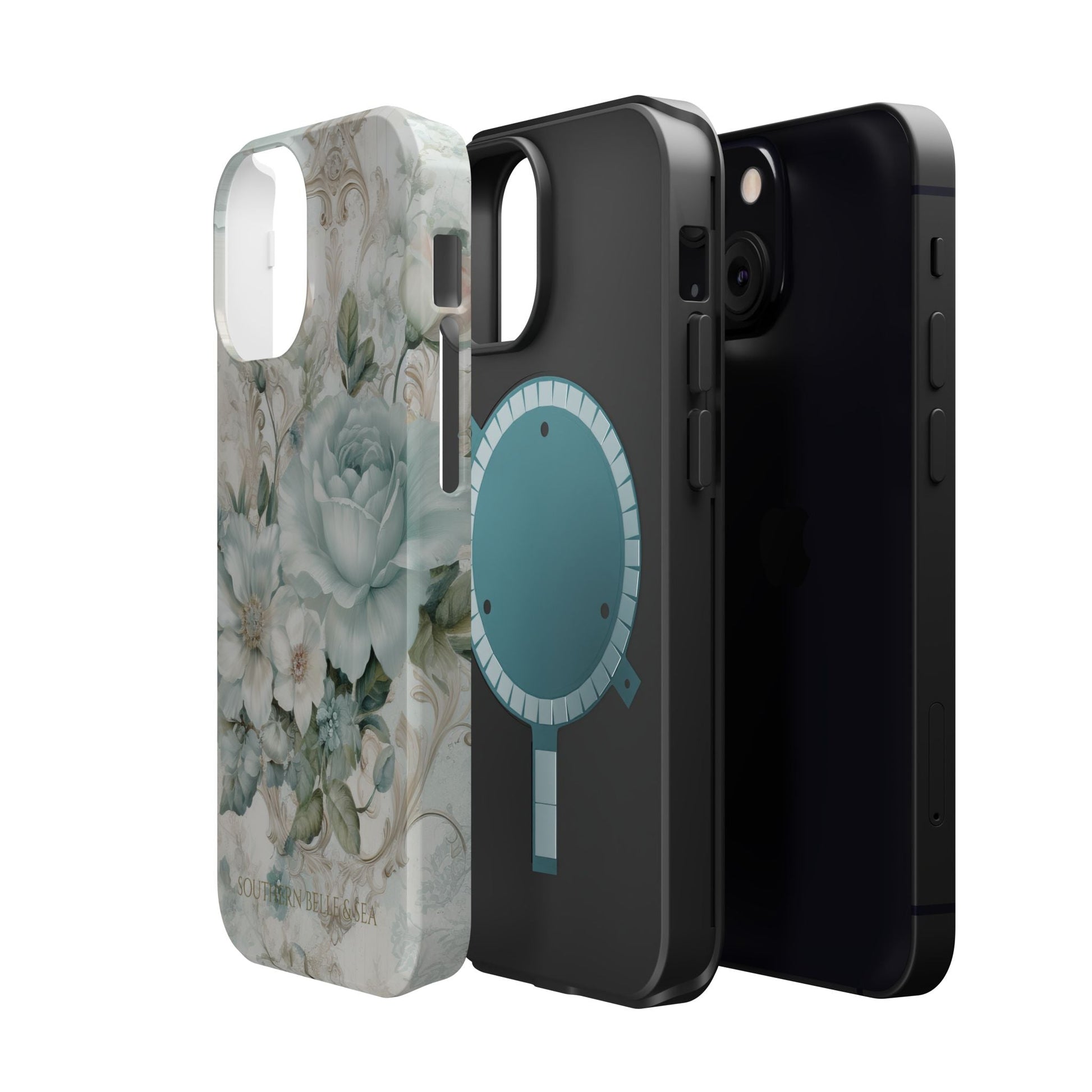 Floral Elegance iPhone Case — MagSafe Compatible Protective Phone Cover | Southern Belle & Sea™ - Southern Belle & Sea