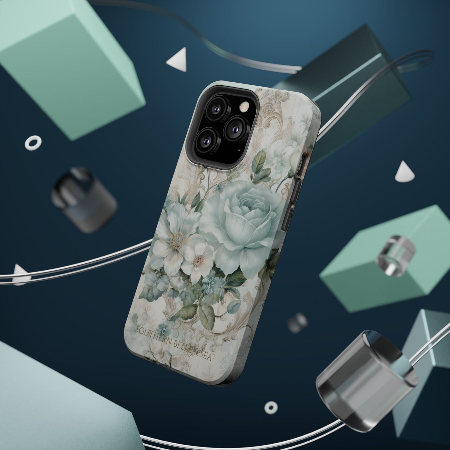Floral Elegance iPhone Case — MagSafe Compatible Protective Phone Cover | Southern Belle & Sea™ - Southern Belle & Sea