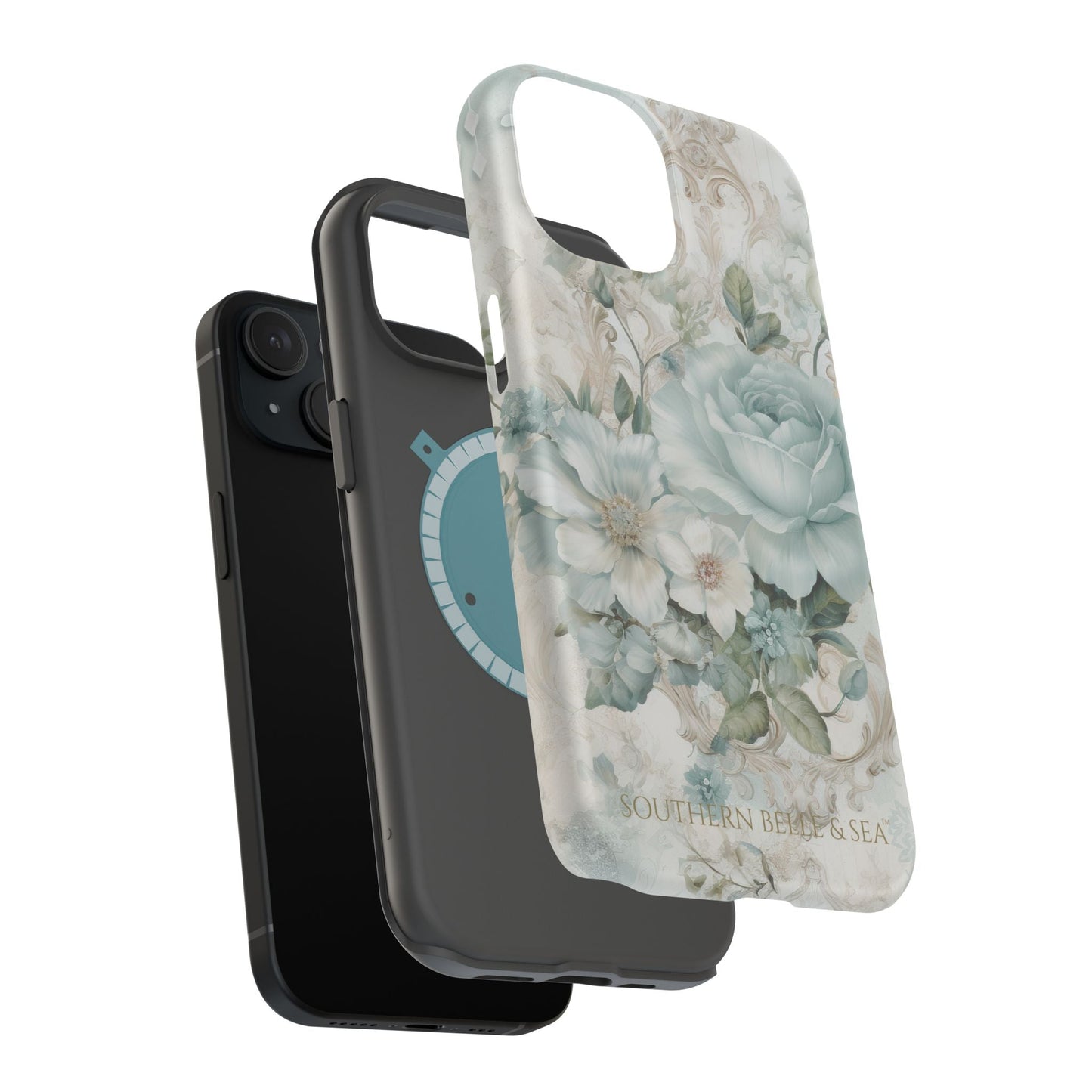 Floral Elegance iPhone Case — MagSafe Compatible Protective Phone Cover | Southern Belle & Sea™ - Southern Belle & Sea