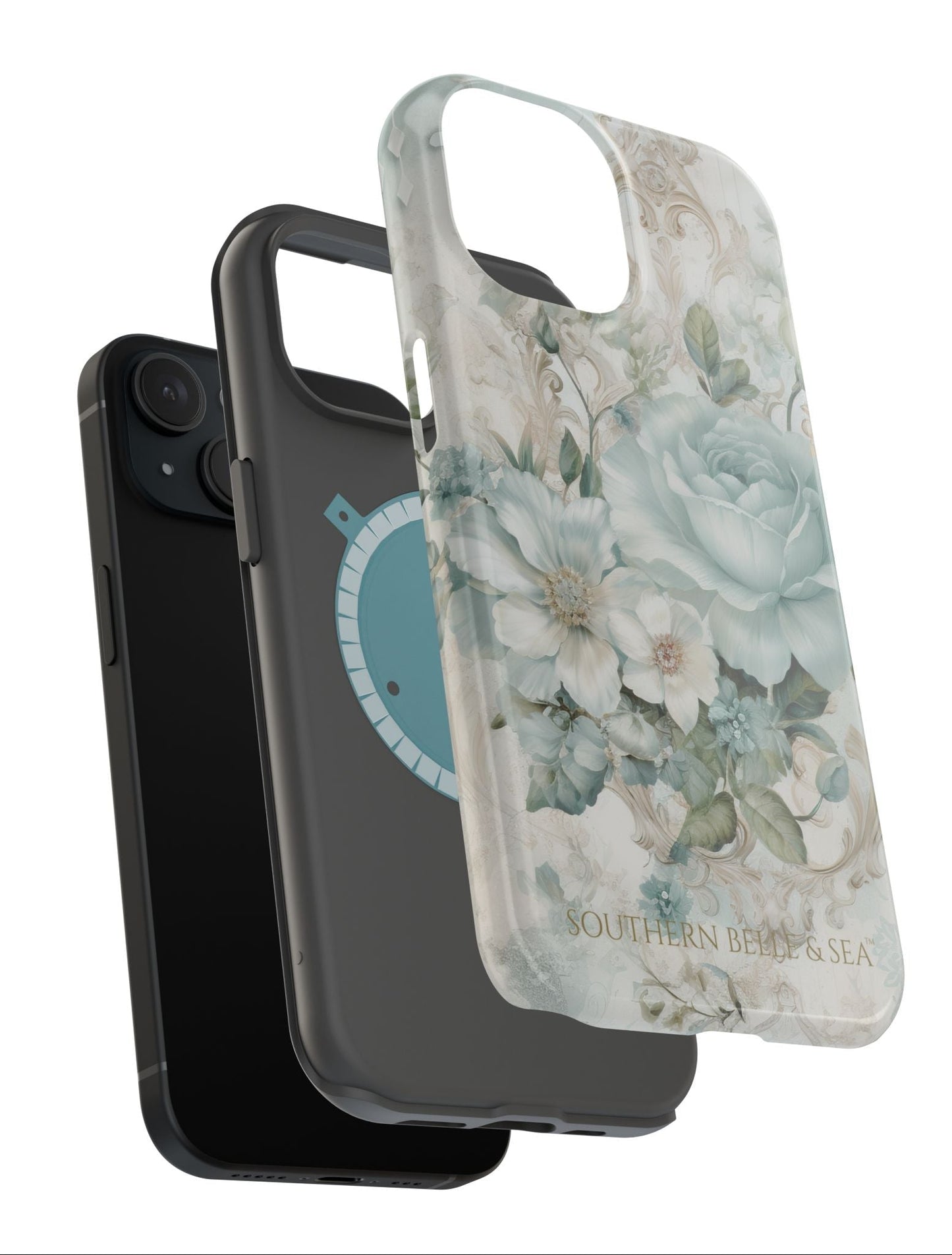 Floral Elegance iPhone Case — MagSafe Compatible Protective Phone Cover | Southern Belle & Sea™ - Southern Belle & Sea