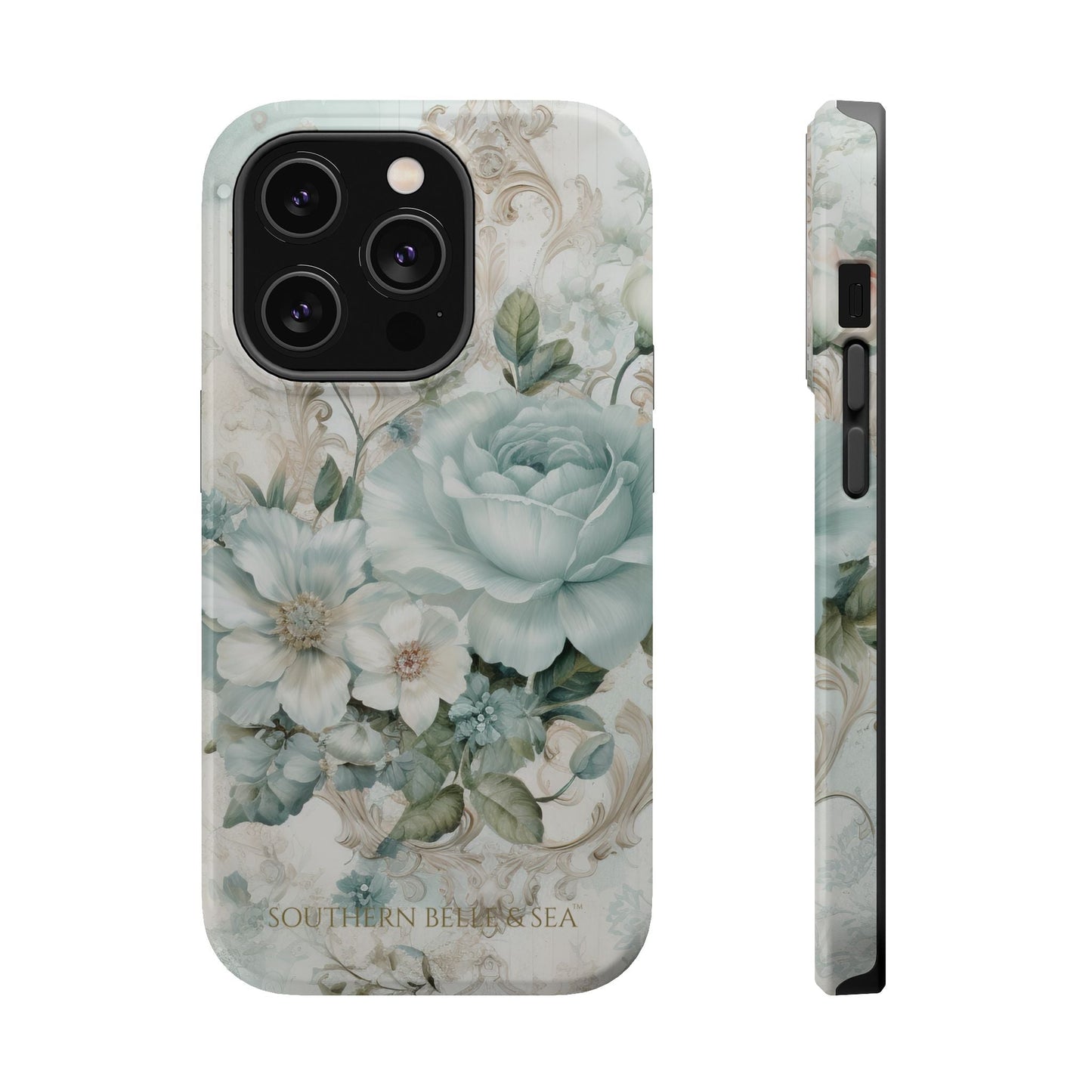 Floral Elegance iPhone Case — MagSafe Compatible Protective Phone Cover | Southern Belle & Sea™ - Southern Belle & Sea