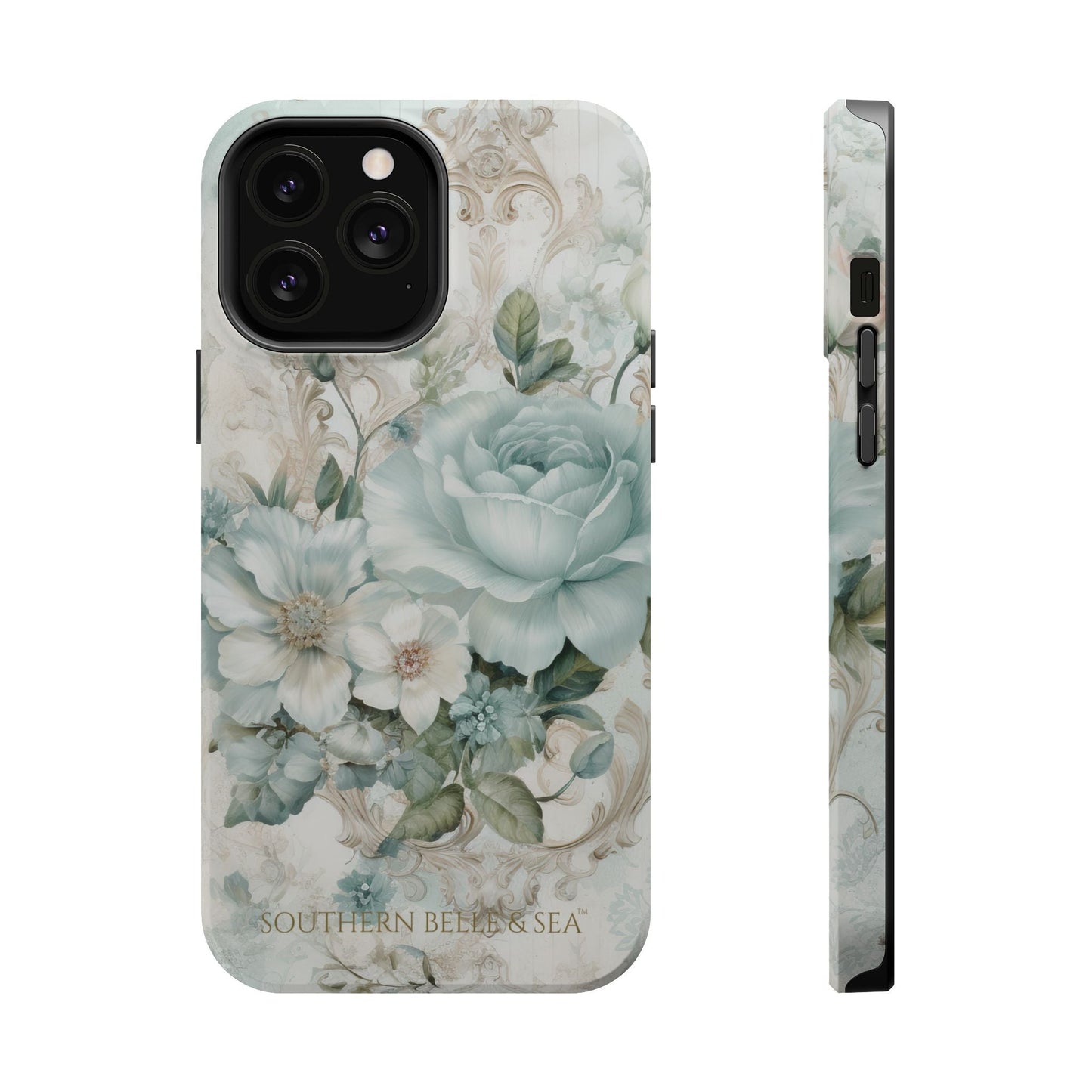 Floral Elegance iPhone Case — MagSafe Compatible Protective Phone Cover | Southern Belle & Sea™ - Southern Belle & Sea