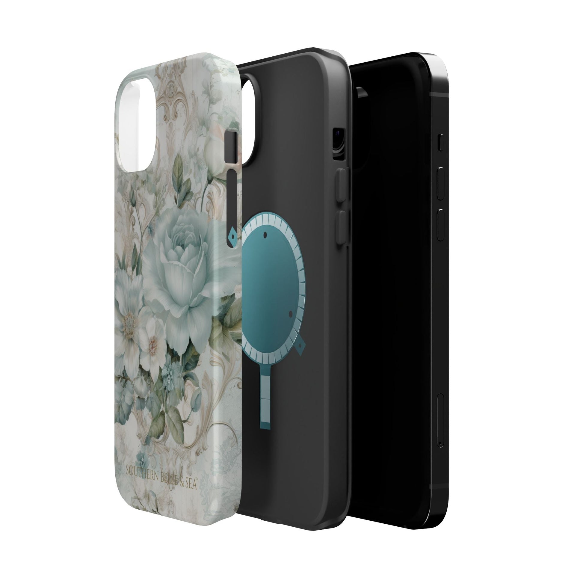 Floral Elegance iPhone Case — MagSafe Compatible Protective Phone Cover | Southern Belle & Sea™ - Southern Belle & Sea