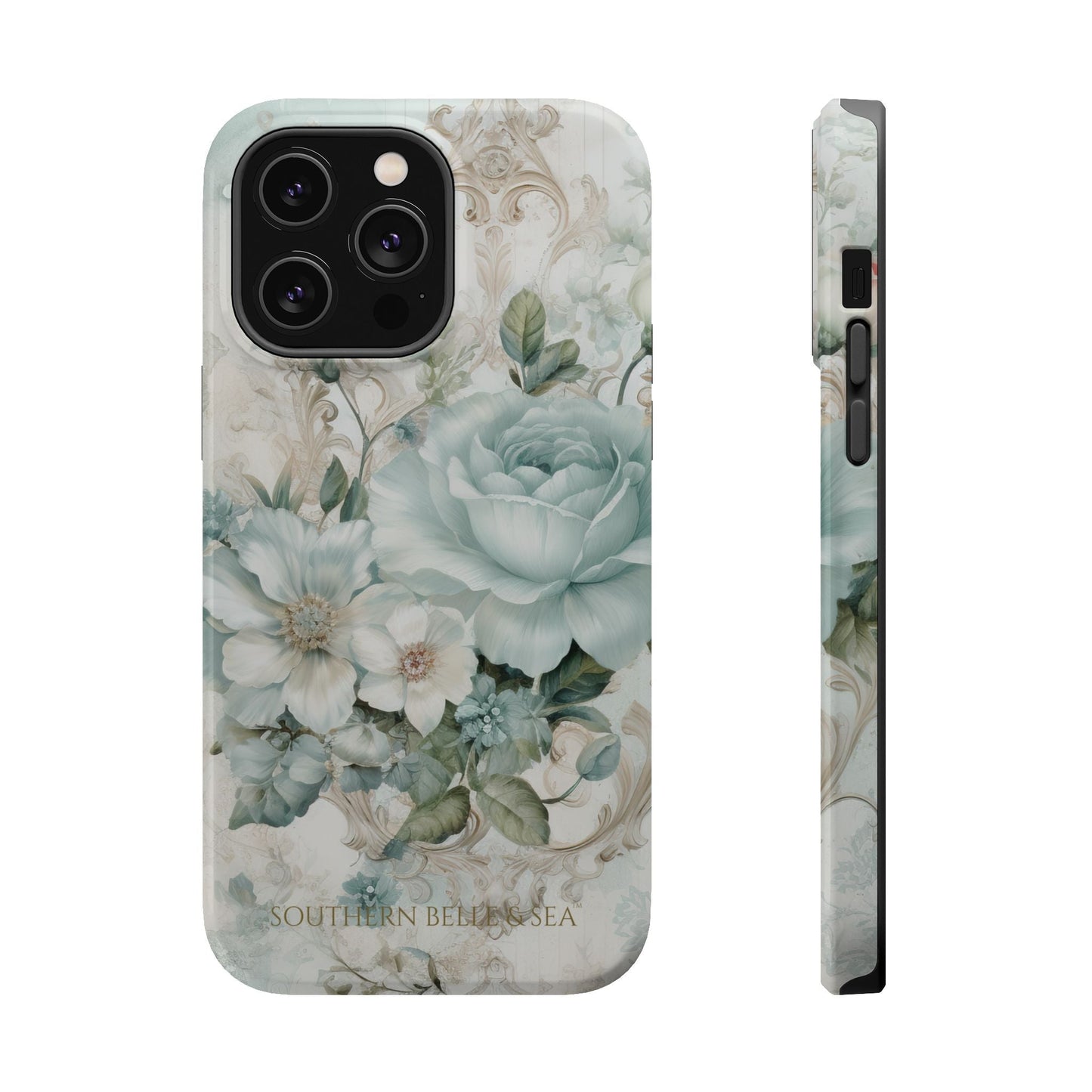 Floral Elegance iPhone Case — MagSafe Compatible Protective Phone Cover | Southern Belle & Sea™ - Southern Belle & Sea