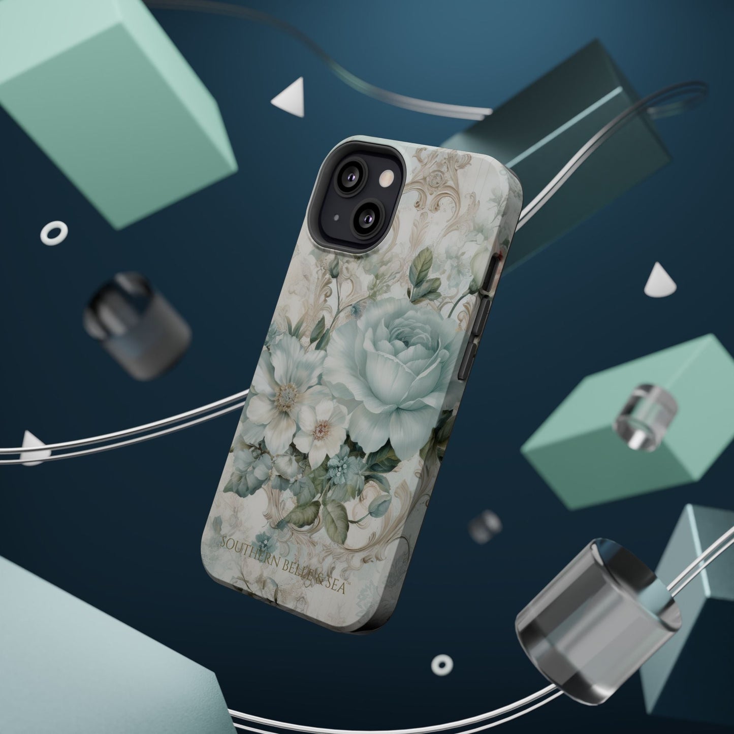 Floral Elegance iPhone Case — MagSafe Compatible Protective Phone Cover | Southern Belle & Sea™ - Southern Belle & Sea
