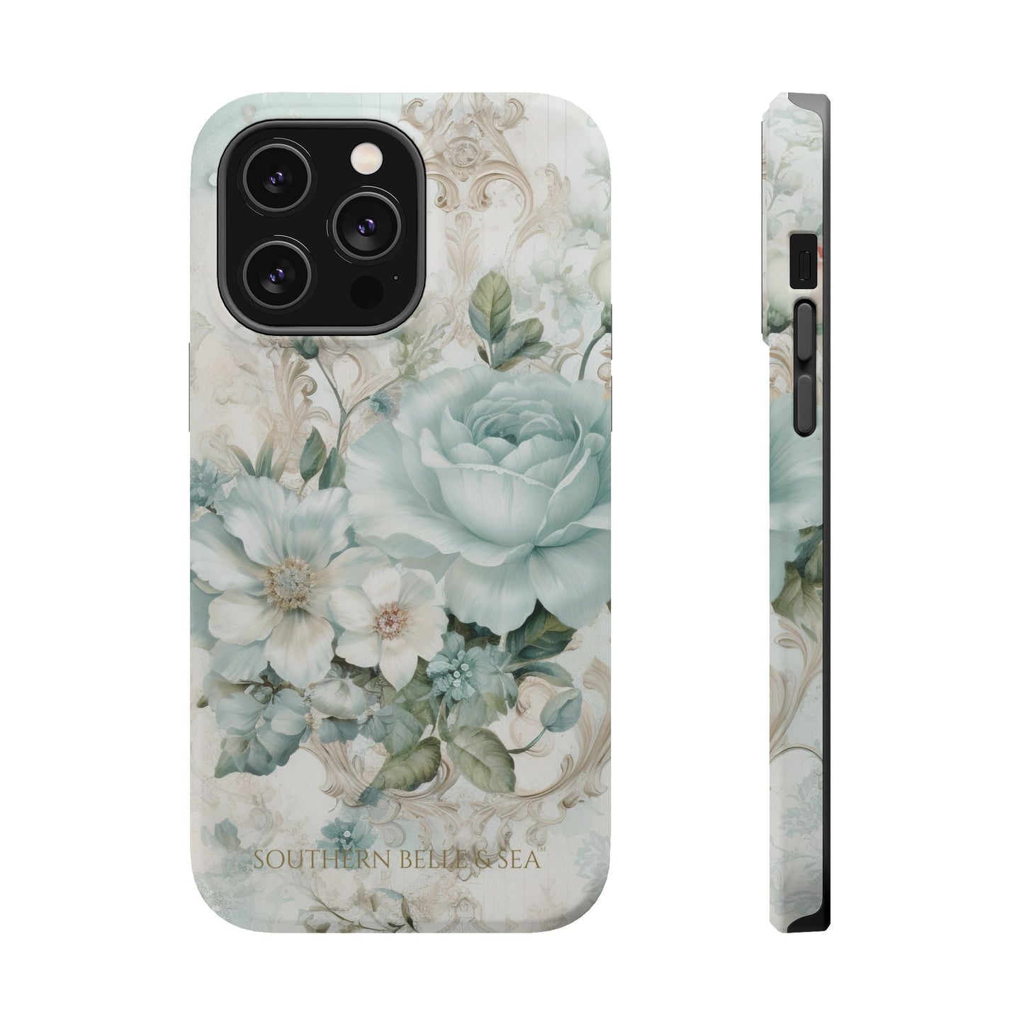 Floral Elegance iPhone Case — MagSafe Compatible Protective Phone Cover | Southern Belle & Sea™ - Southern Belle & Sea