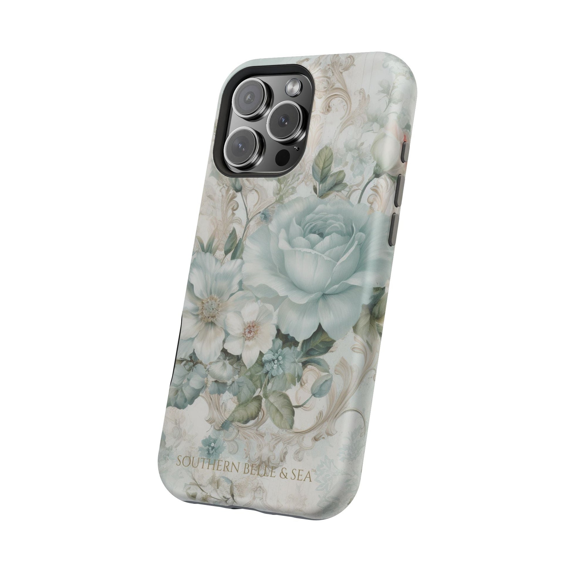 Floral Elegance iPhone Case — MagSafe Compatible Protective Phone Cover | Southern Belle & Sea™ - Southern Belle & Sea