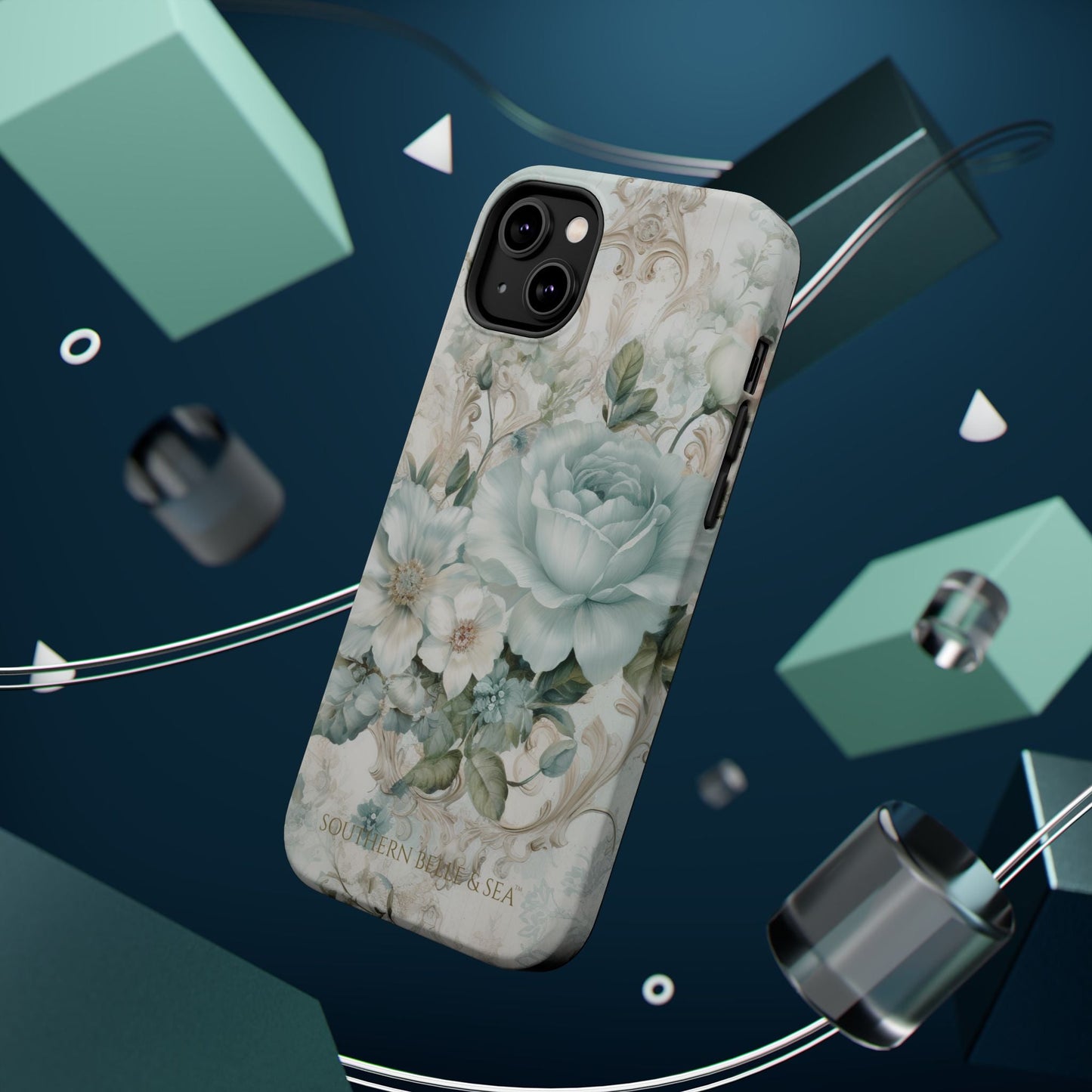 Floral Elegance iPhone Case — MagSafe Compatible Protective Phone Cover | Southern Belle & Sea™ - Southern Belle & Sea