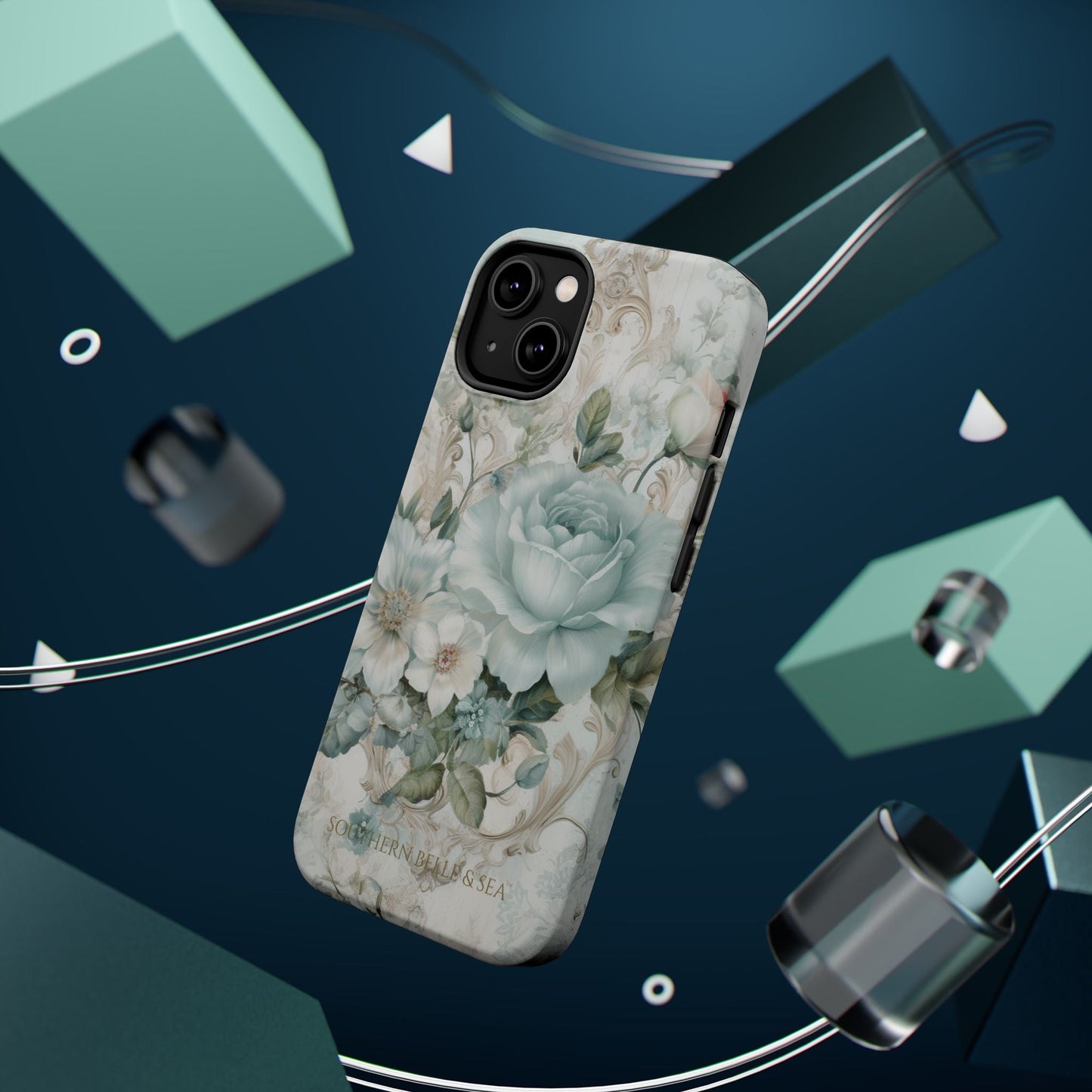 Floral Elegance iPhone Case — MagSafe Compatible Protective Phone Cover | Southern Belle & Sea™ - Southern Belle & Sea