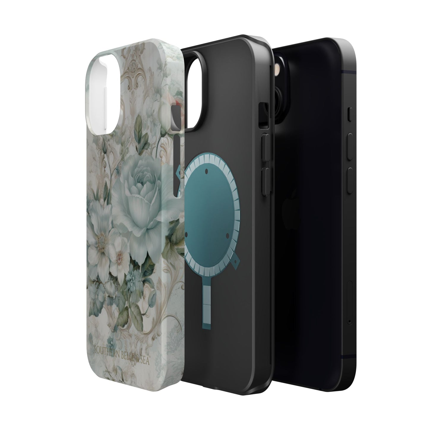 Floral Elegance iPhone Case — MagSafe Compatible Protective Phone Cover | Southern Belle & Sea™ - Southern Belle & Sea