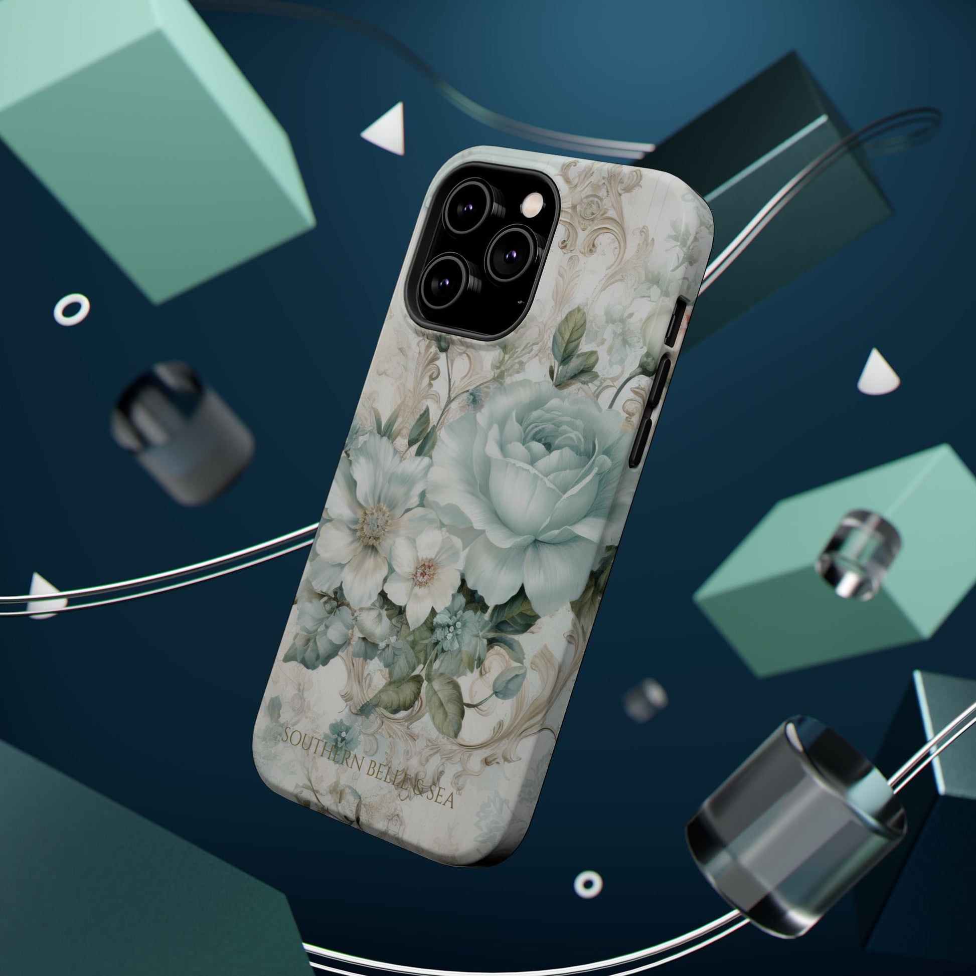 Floral Elegance iPhone Case — MagSafe Compatible Protective Phone Cover | Southern Belle & Sea™ - Southern Belle & Sea