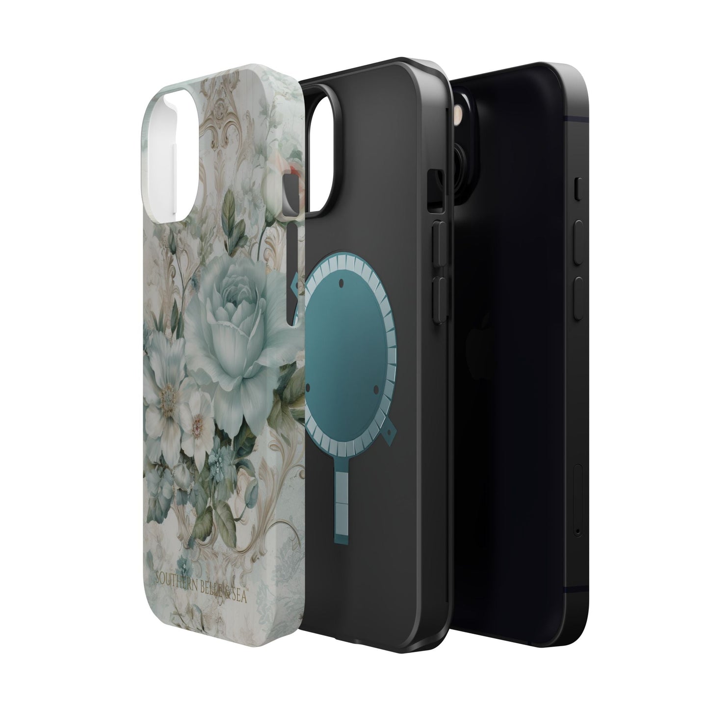 Floral Elegance iPhone Case — MagSafe Compatible Protective Phone Cover | Southern Belle & Sea™ - Southern Belle & Sea
