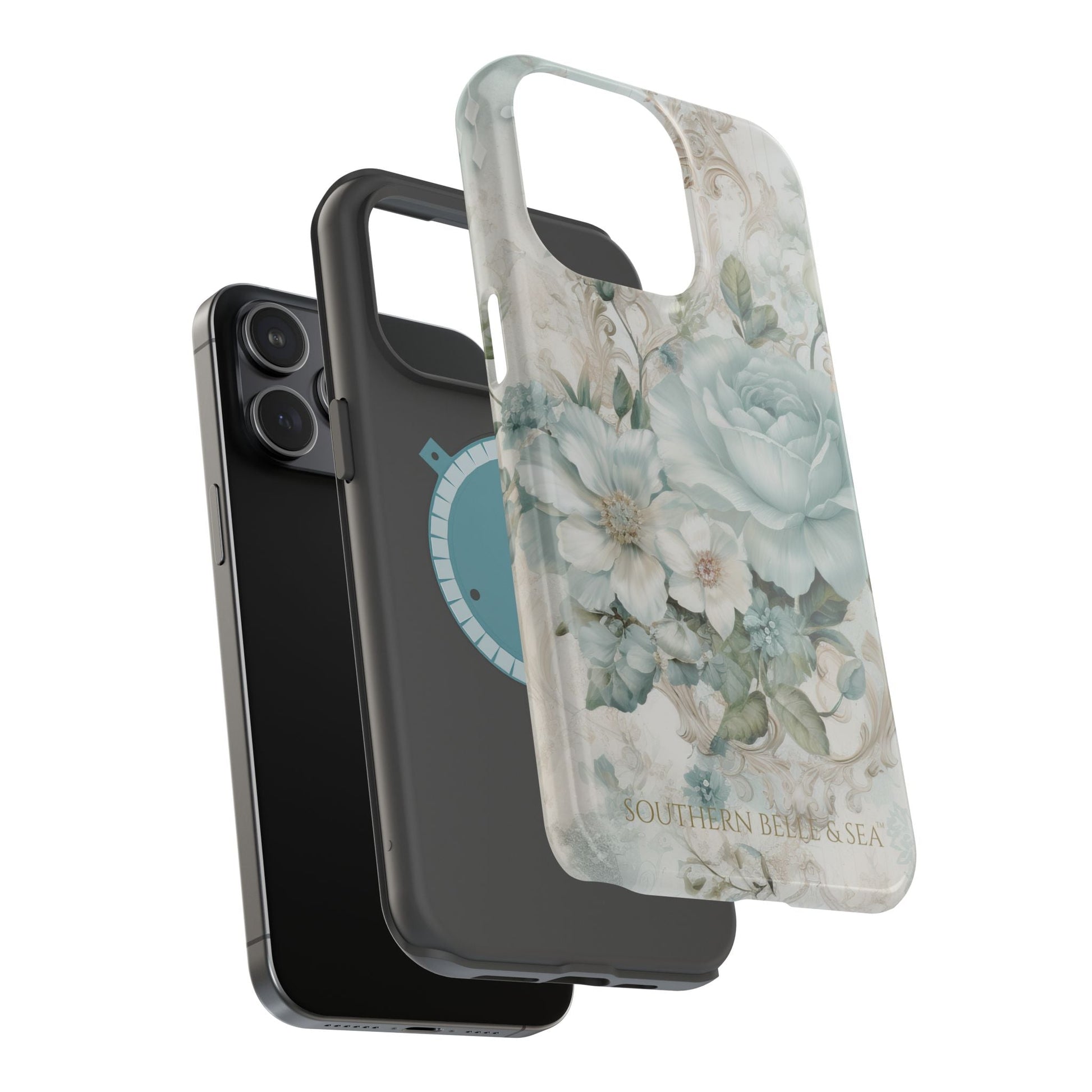 Floral Elegance iPhone Case — MagSafe Compatible Protective Phone Cover | Southern Belle & Sea™ - Southern Belle & Sea