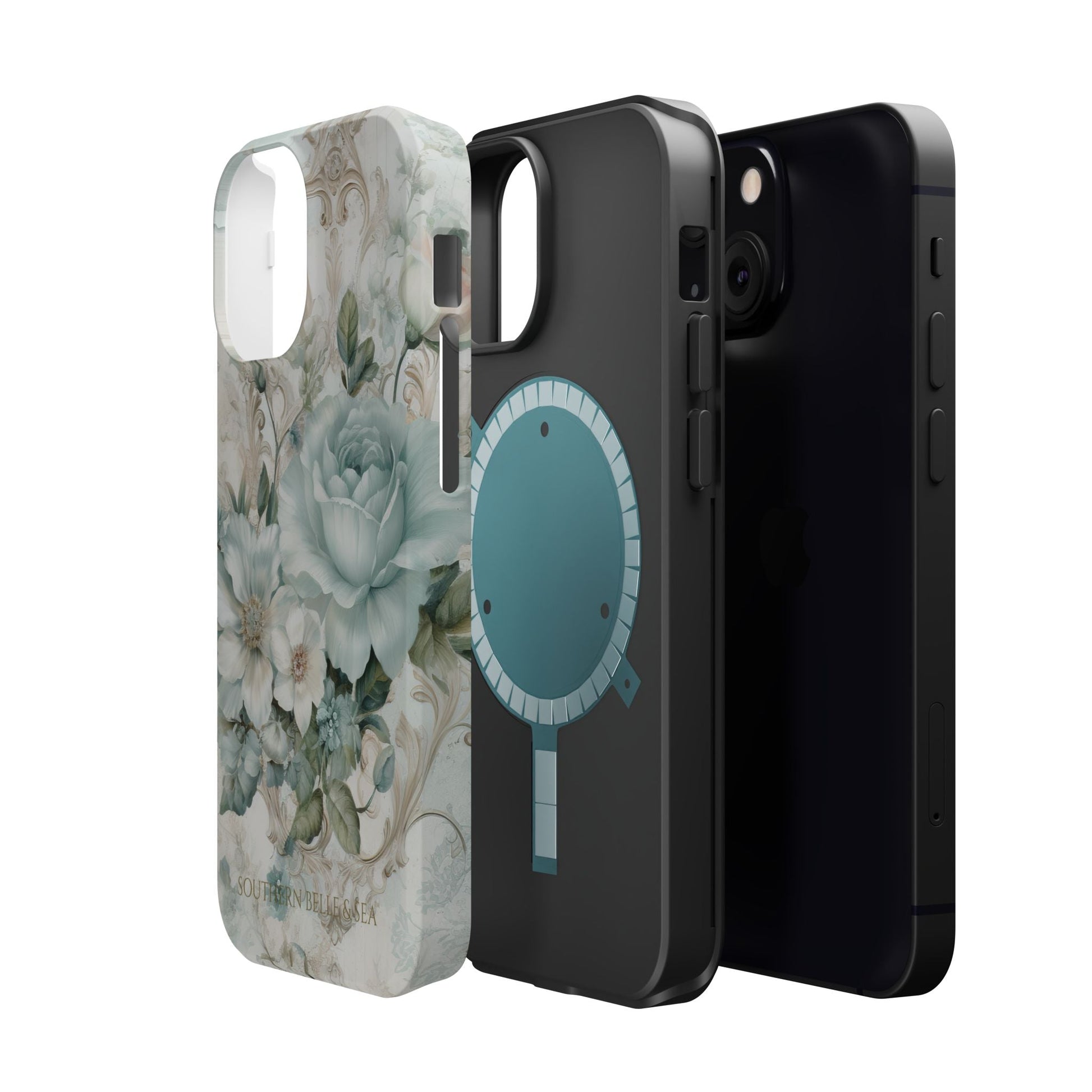 Floral Elegance iPhone Case — MagSafe Compatible Protective Phone Cover | Southern Belle & Sea™ - Southern Belle & Sea