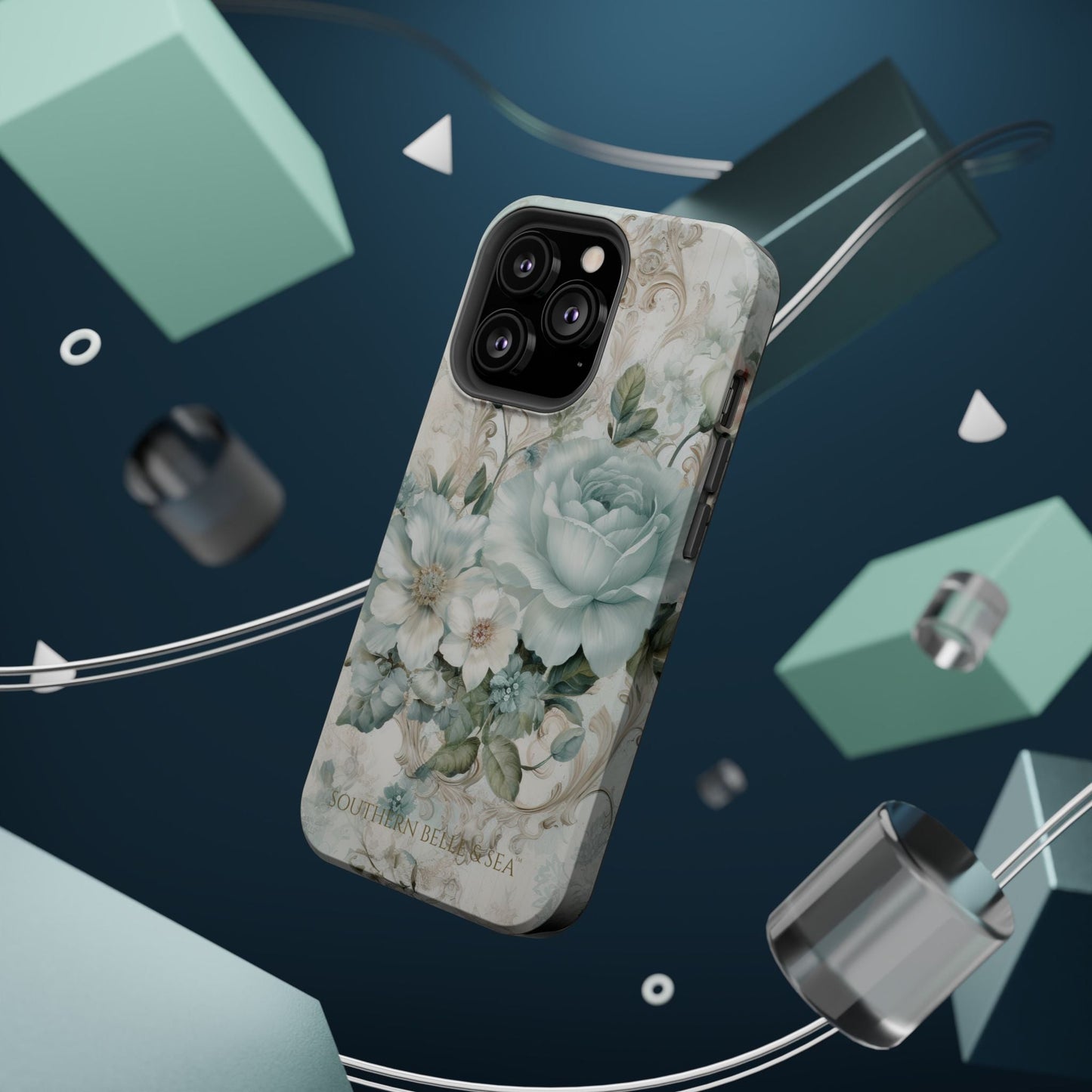 Floral Elegance iPhone Case — MagSafe Compatible Protective Phone Cover | Southern Belle & Sea™ - Southern Belle & Sea