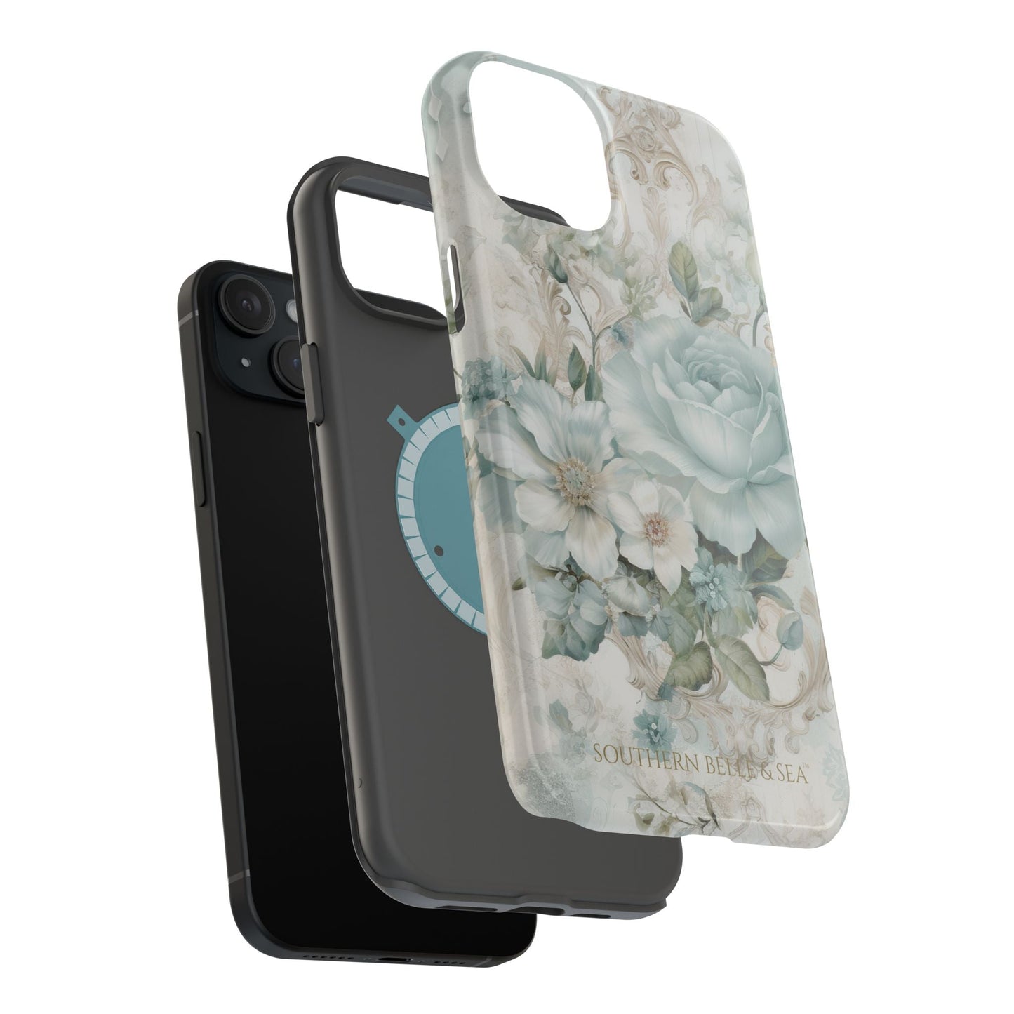 Floral Elegance iPhone Case — MagSafe Compatible Protective Phone Cover | Southern Belle & Sea™ - Southern Belle & Sea