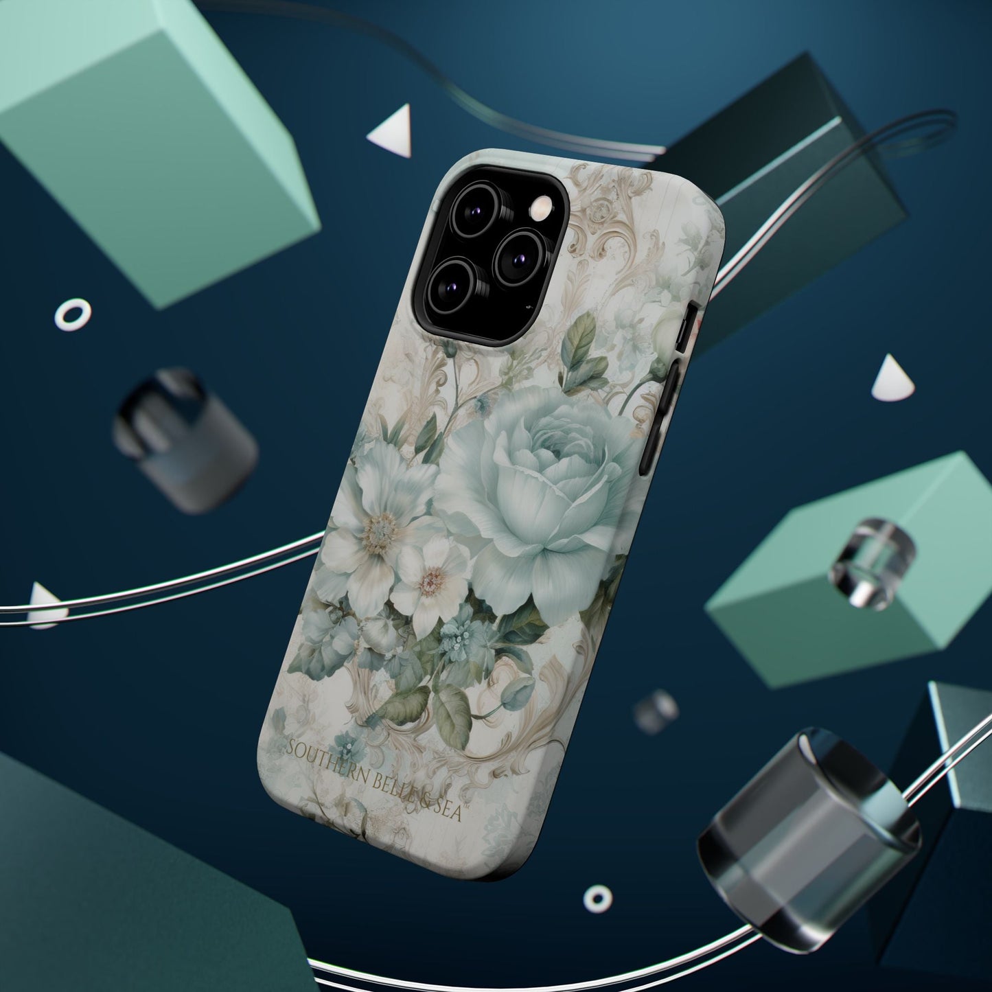 Floral Elegance iPhone Case — MagSafe Compatible Protective Phone Cover | Southern Belle & Sea™ - Southern Belle & Sea