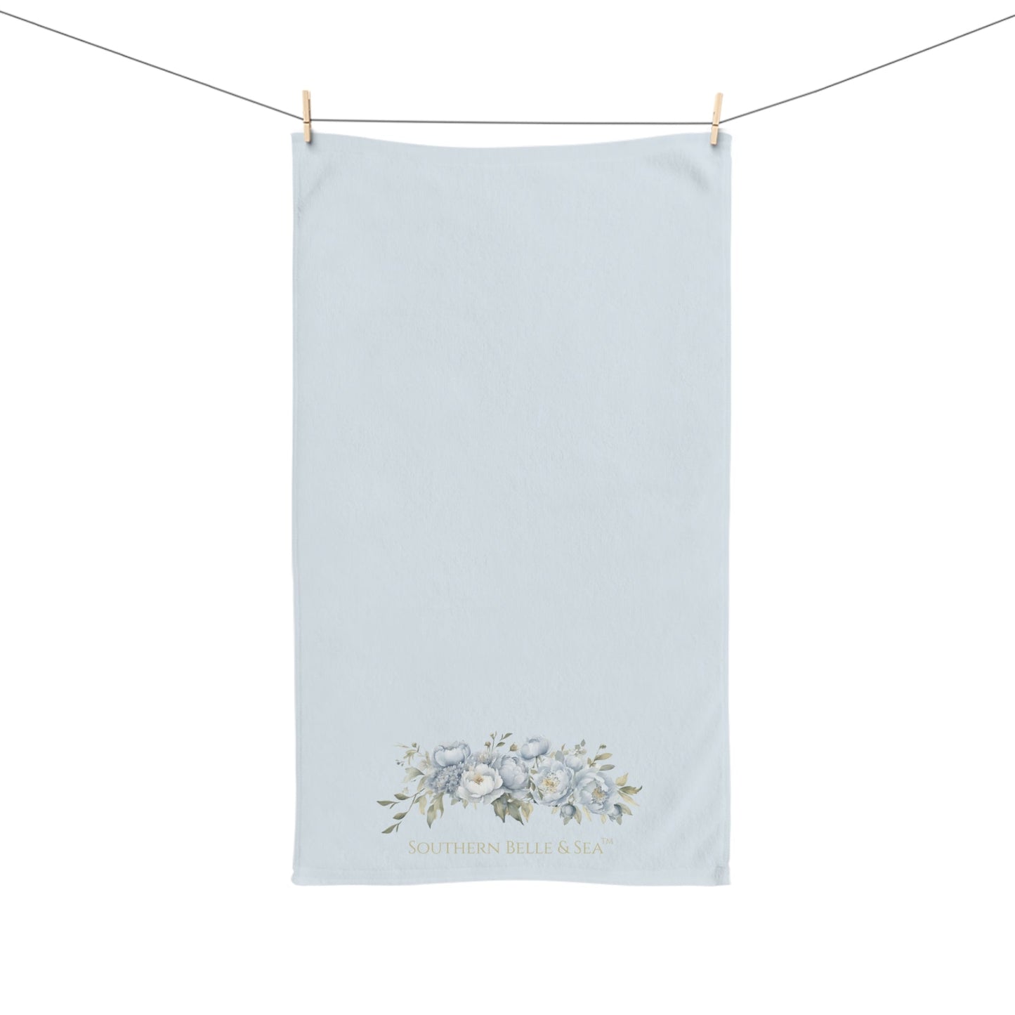 Floral Hand Towel (Blue Background) | Southern Belle & Sea™ - Southern Belle & Sea